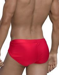 WildmanT big boy pouch swim brief in bright red with a smooth satin-like finish for swimwear use