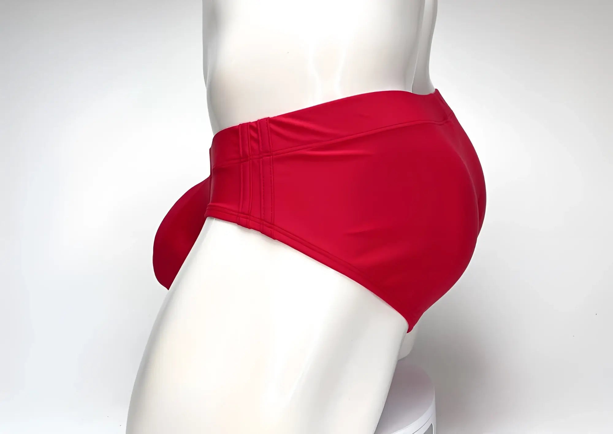 Wildmant big boy pouch red swim brief in red with fitted waistband and side ties for comfortable swimwear use