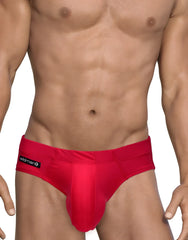 Red WildmanT big boy pouch swim brief with smooth form-fitting fabric and a prominent central pouch