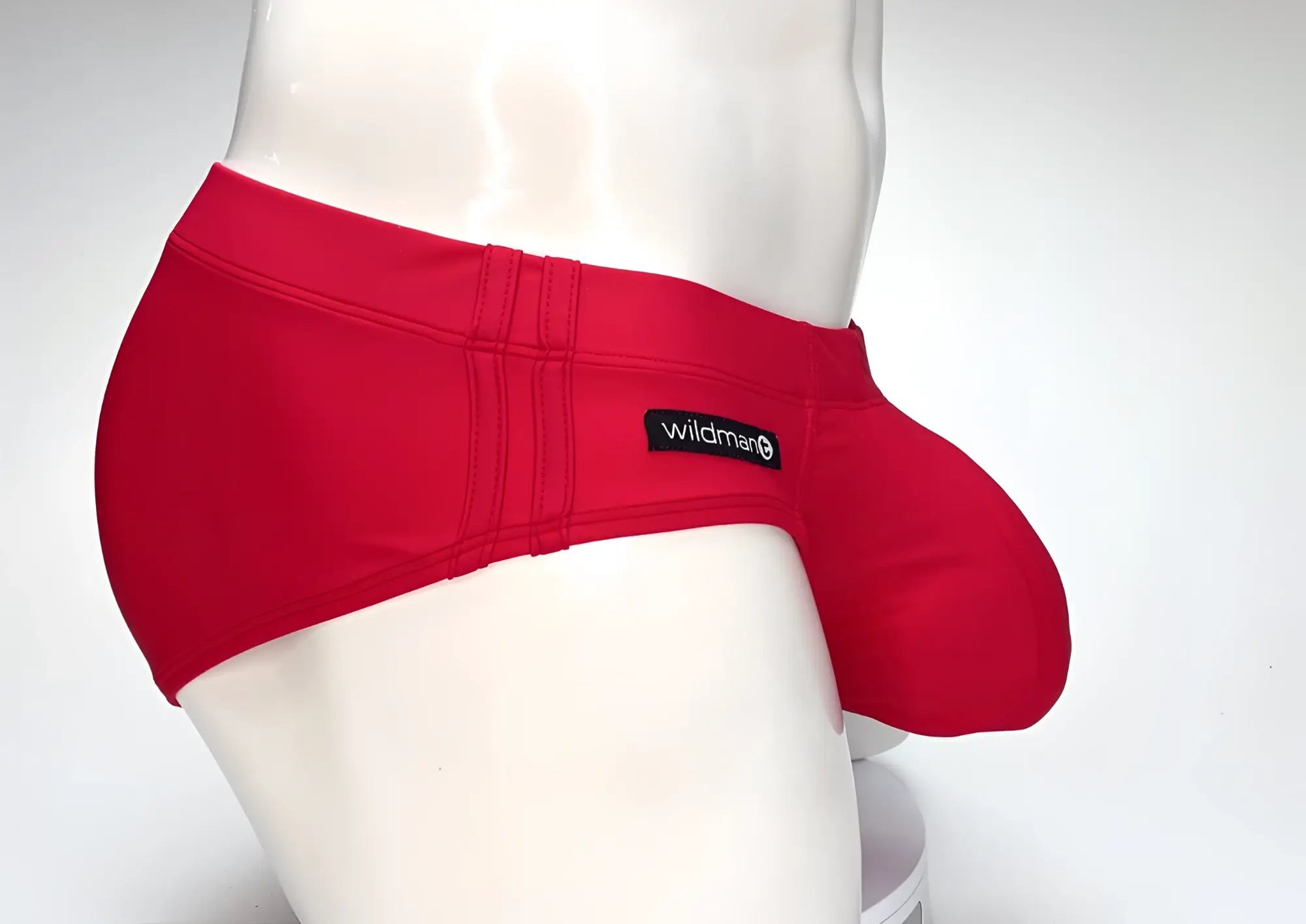 Red wildman big boy pouch swim brief with snug fit and elastic waistband ideal for swimming and beachwear