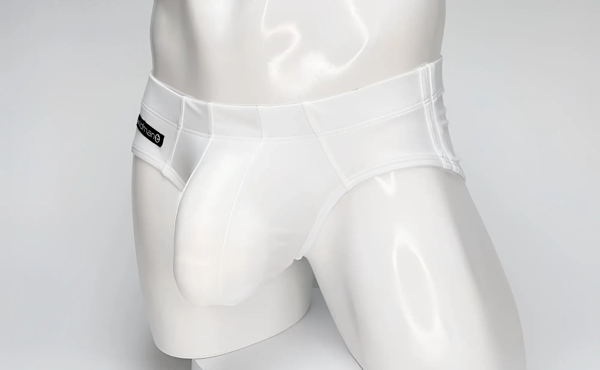 Wildmant big boy pouch swim brief white men’s briefs with sleek form-fitting design and subtle stitching details
