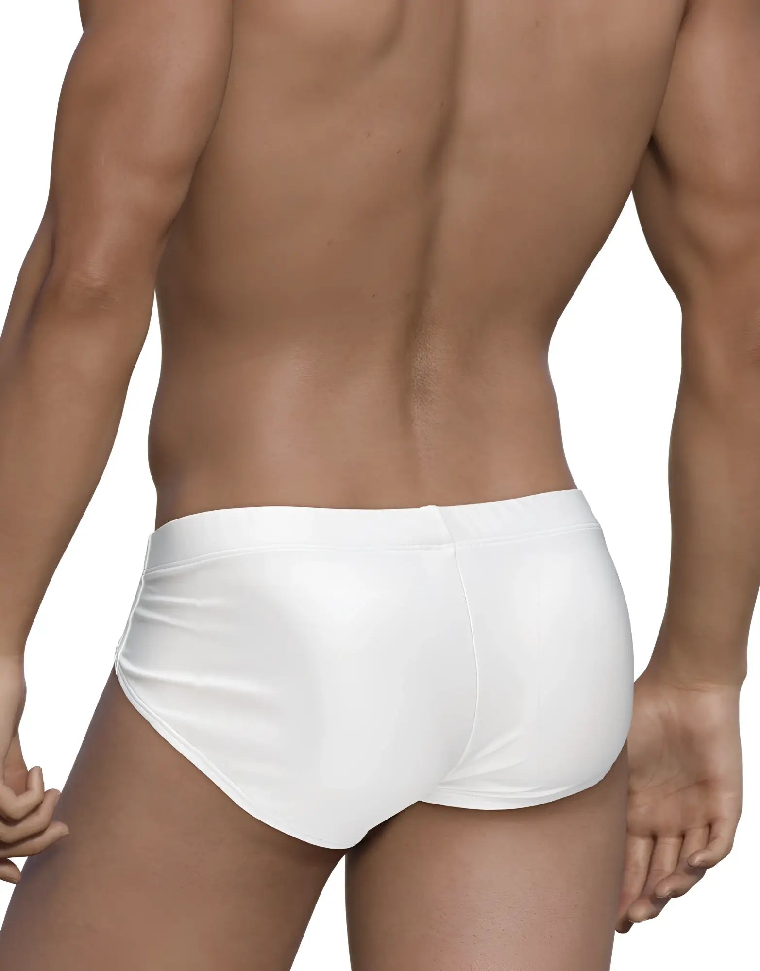 Wildmant big boy pouch swim brief white with smooth form-fitting fabric and simple elastic waistband for men
