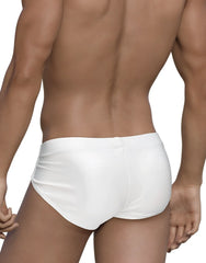 Wildmant big boy pouch swim brief white with smooth form-fitting fabric and simple elastic waistband for men