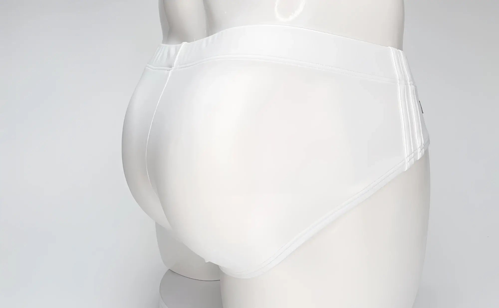 Wildmant big boy pouch swim brief in white featuring smooth texture and a subtle elastic waistband