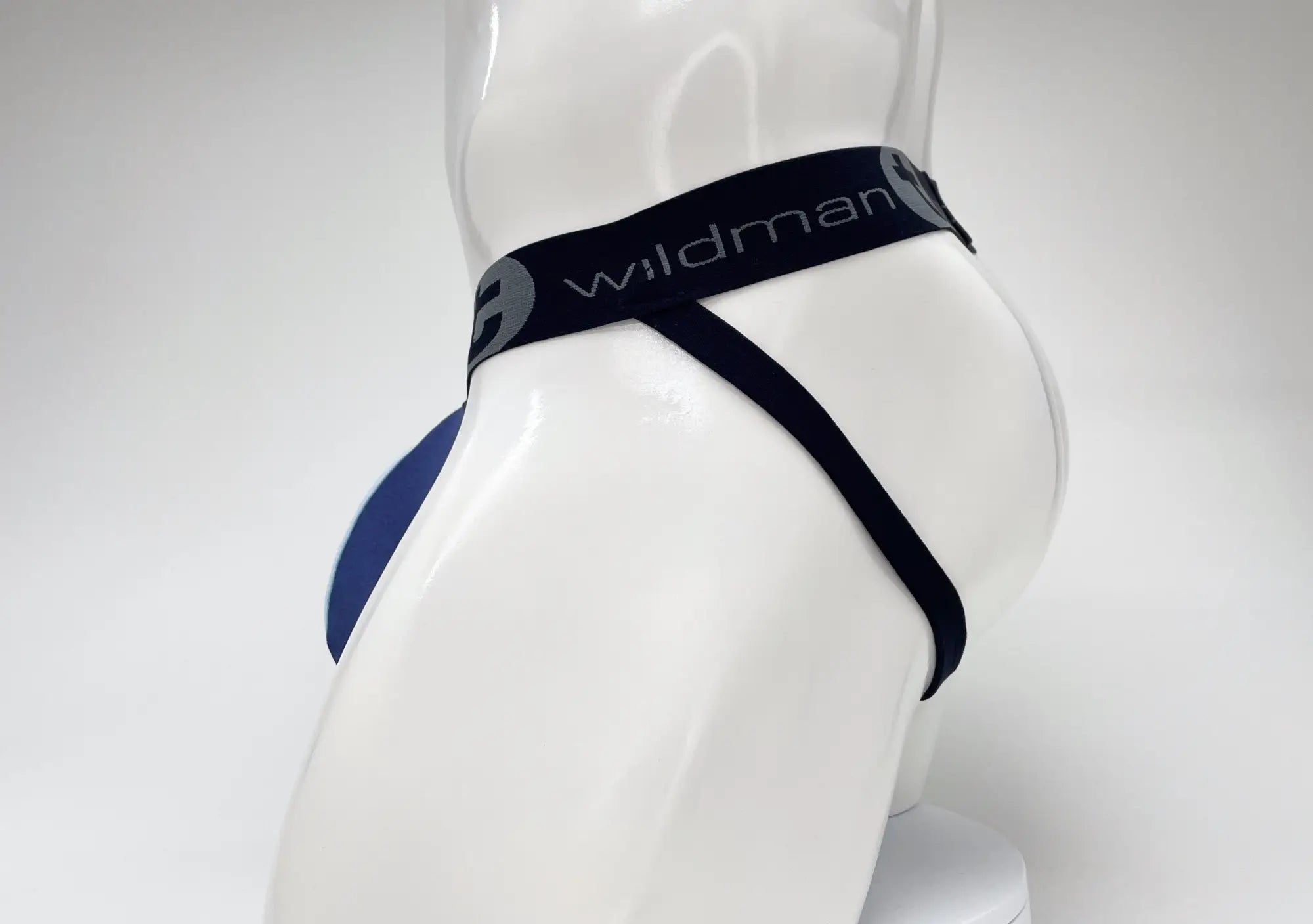 Black and blue wildman brand cotton briefs with sleek form-fitting design featuring a big boy pouch pouch
