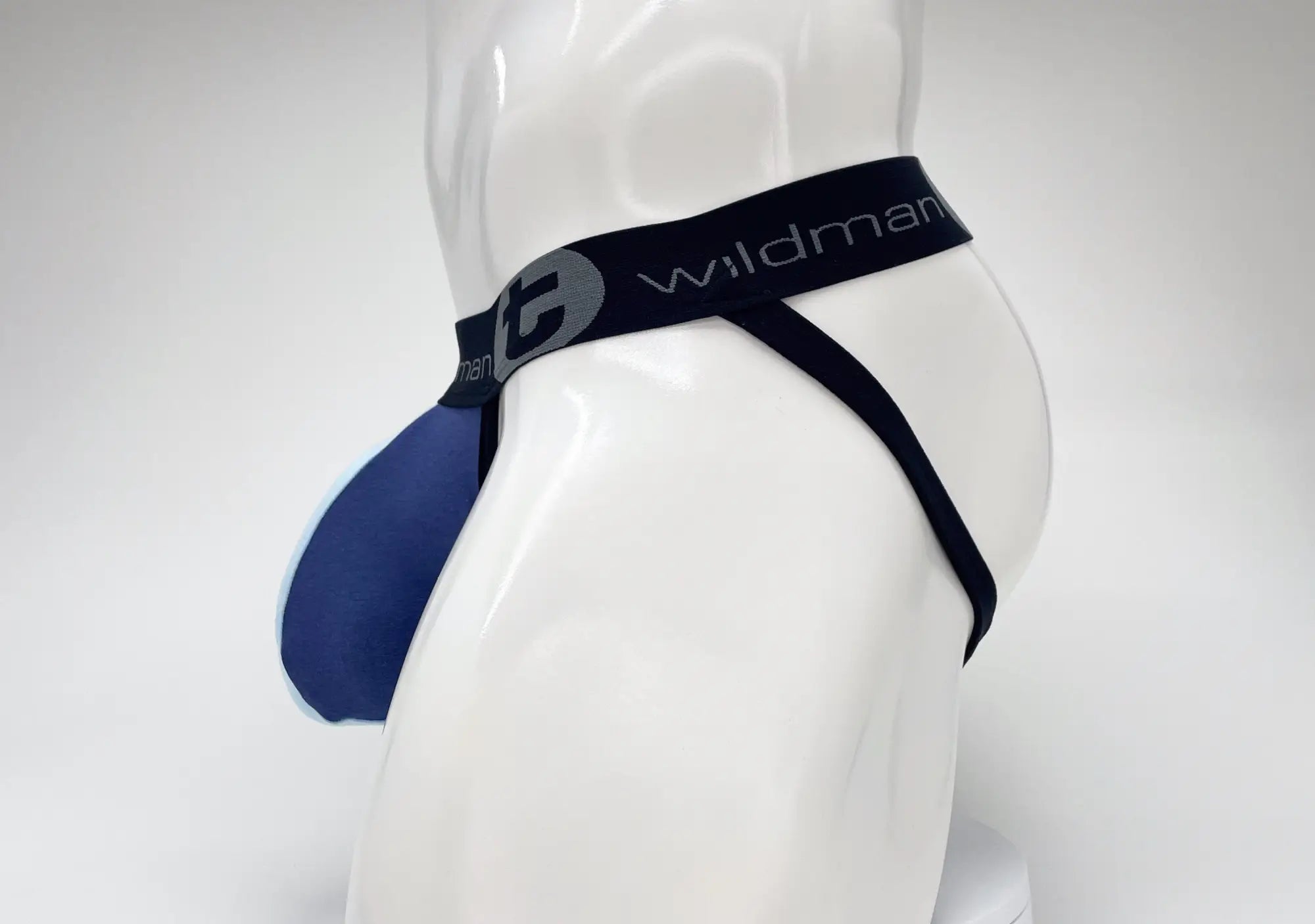 Wildmant cotton big boy pouch stripe jockstrap in royal blue and baby blue with a contoured design