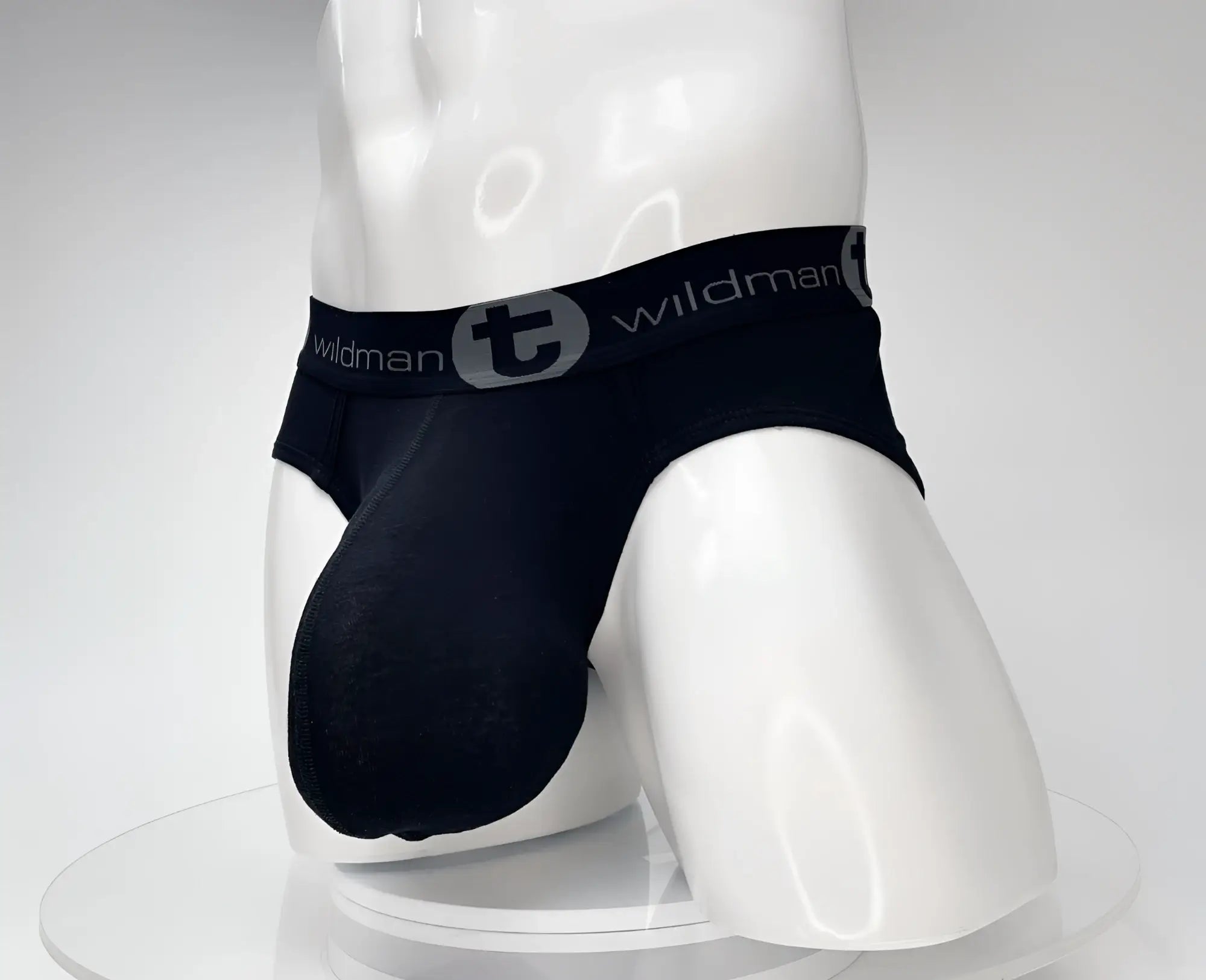 Black wildman brand cotton briefs with a supportive contoured design and elastic waistband wildmant monster cock brief