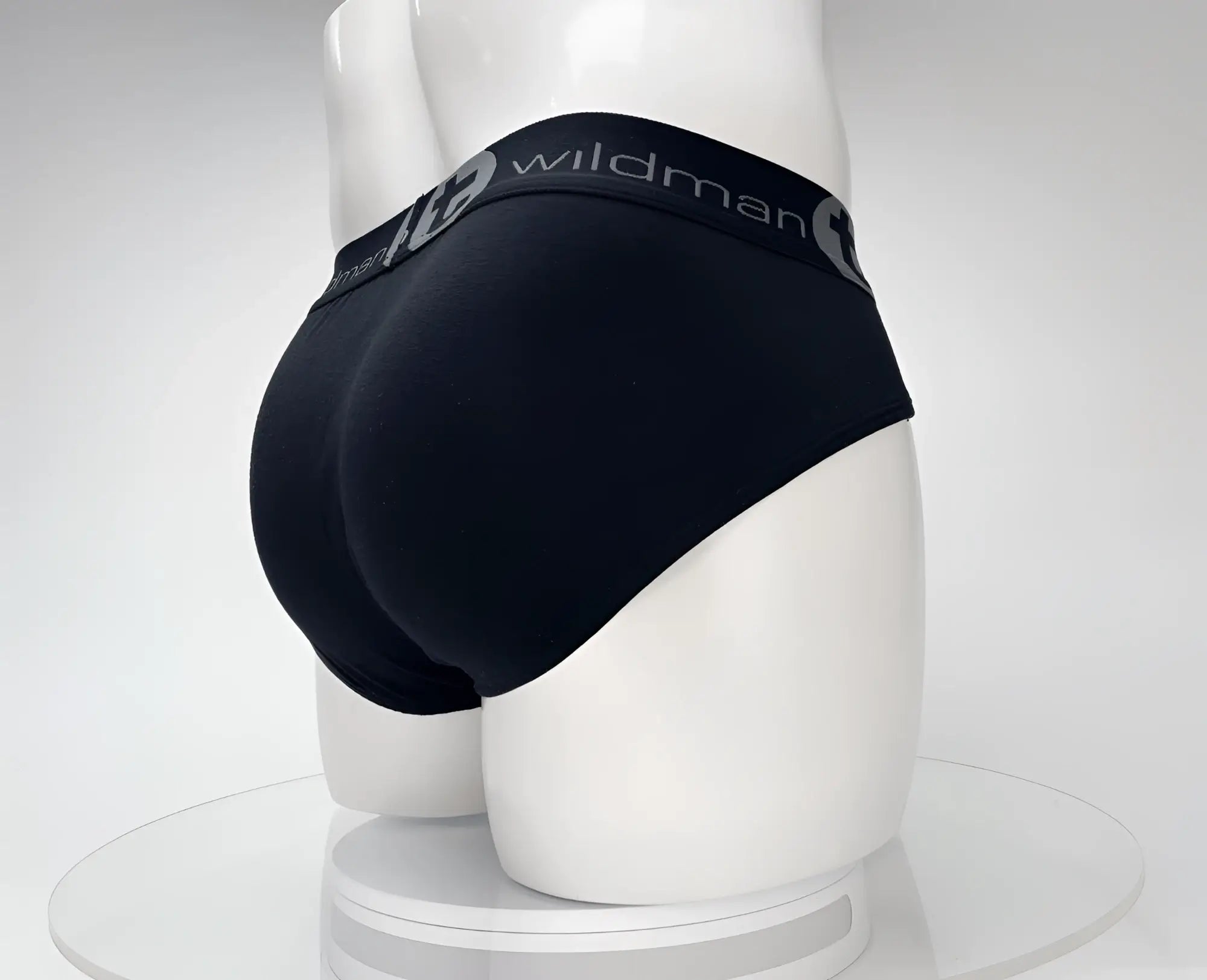 Black wildman cotton monster cock brief with subtle gray logo band for comfortable everyday wear