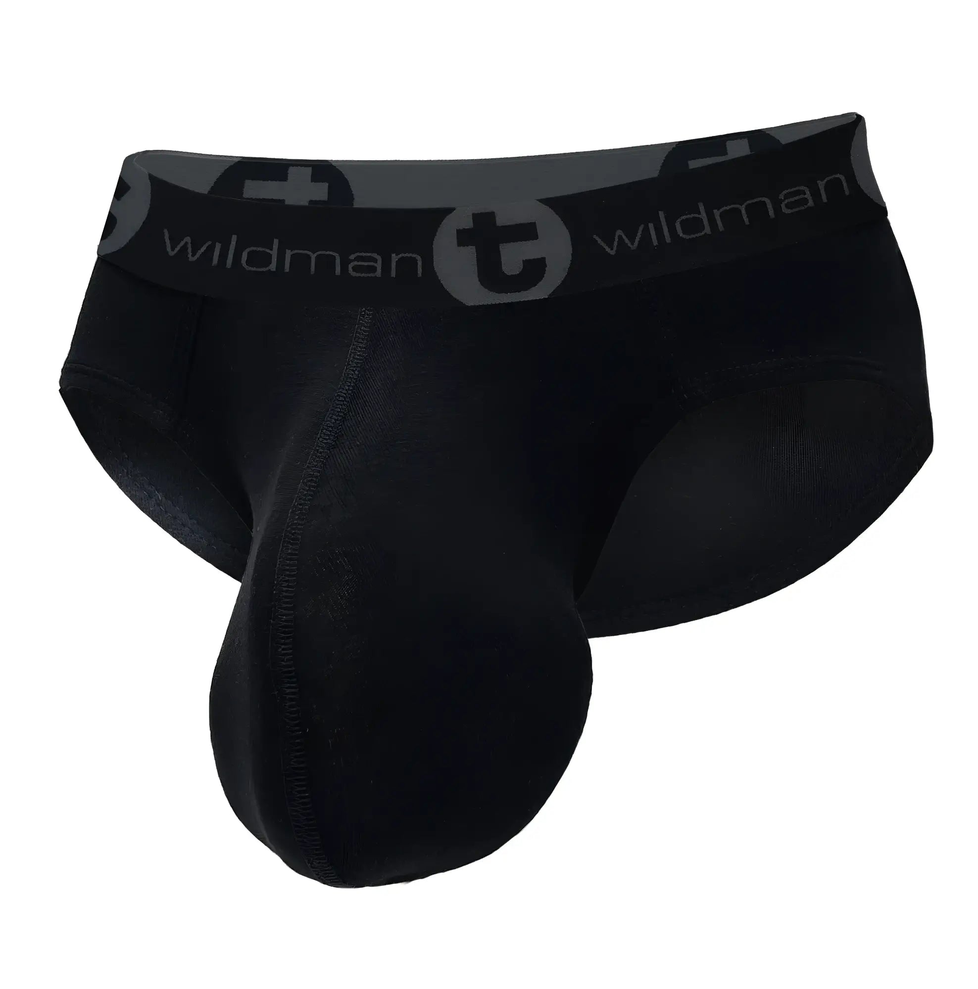 Black wildman cotton monster cock briefs with contoured design and elastic waistband featuring brand logo