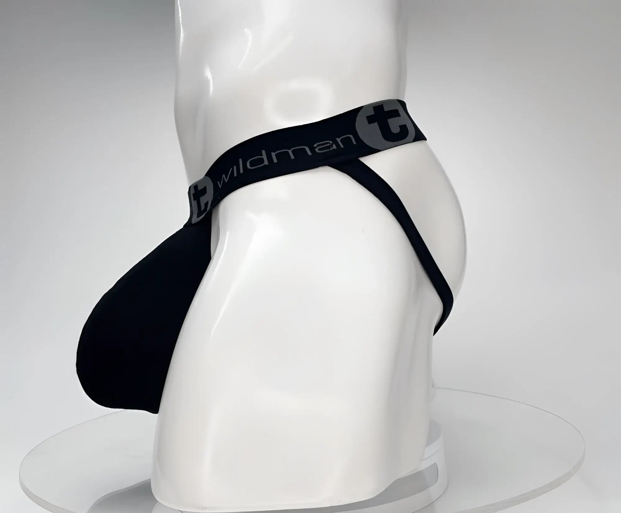Black wildman wildmant cotton monster cock jockstrap with contoured design and elastic waistband in black
