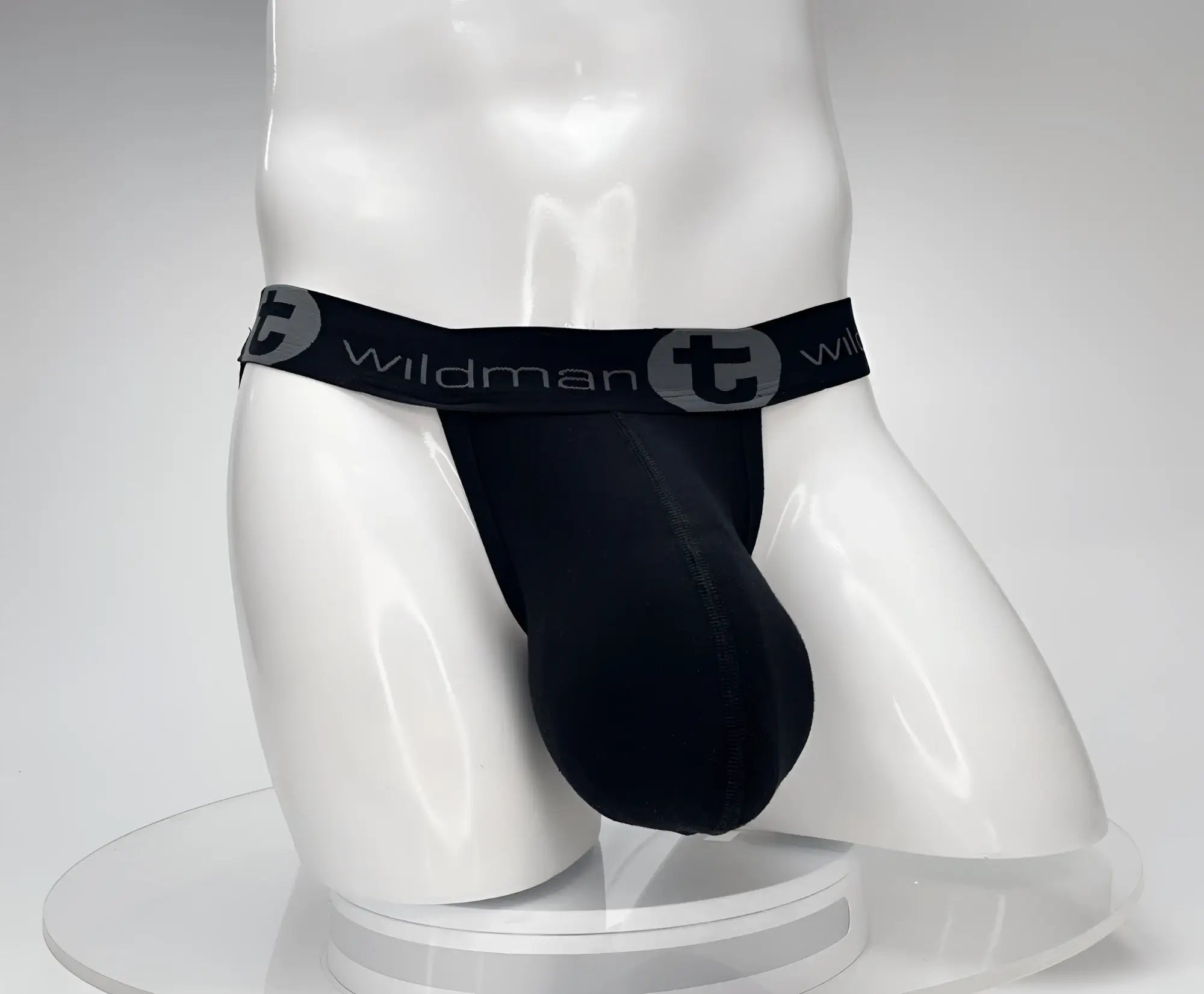 Black wildman brand cotton jockstrap with contoured design and elastic waistband for support and comfort