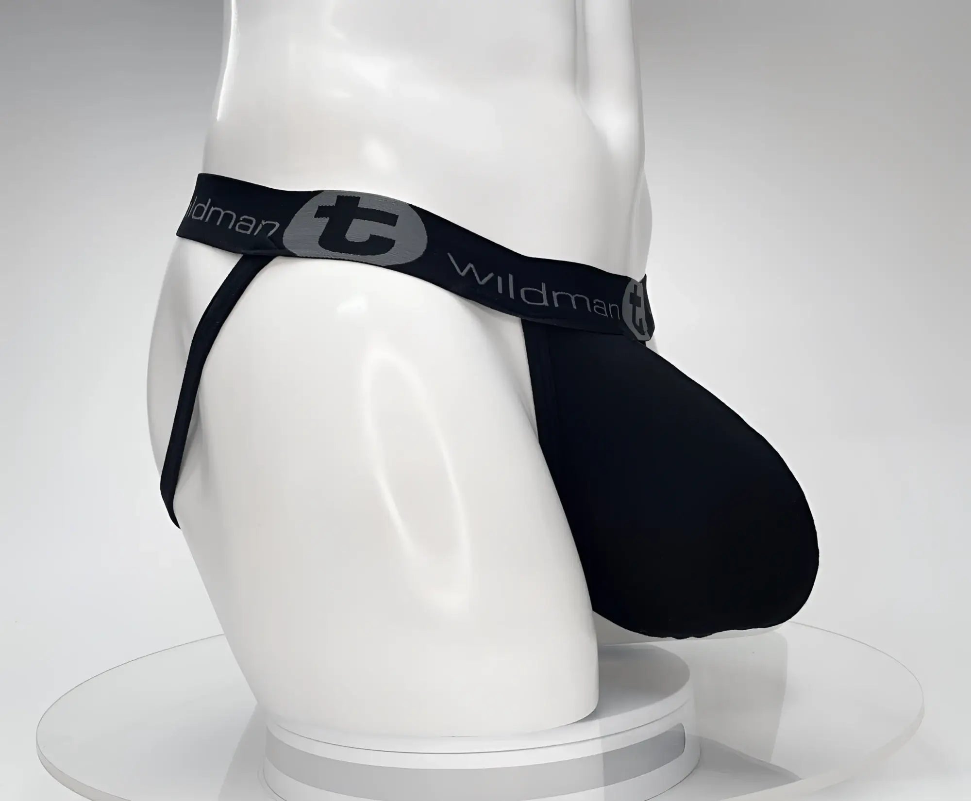 Black wildman cotton monster cock jockstrap with elastic waistband and supportive pouch for comfortable wear