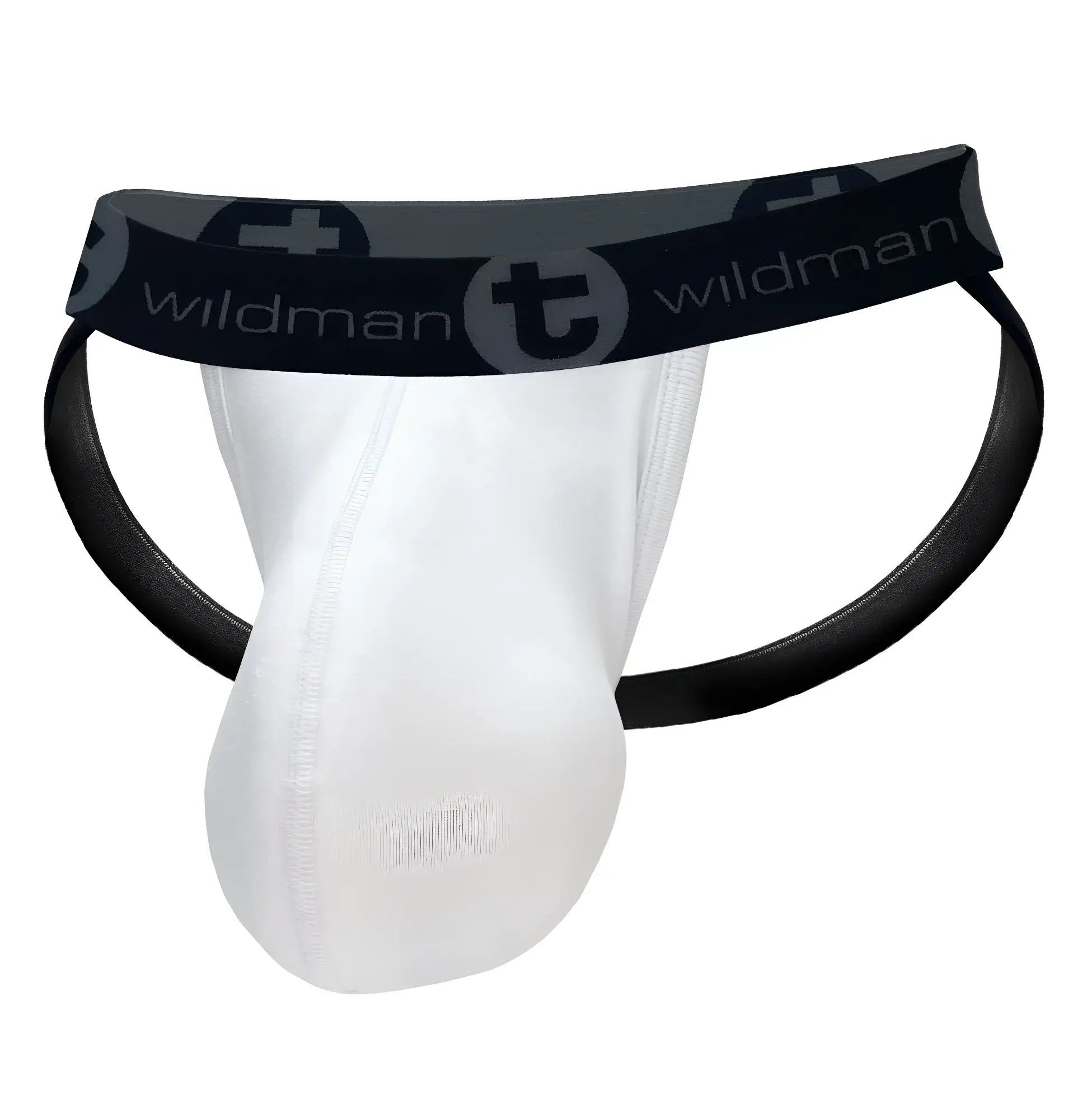 WildmanT cotton monster cock jockstrap brief in white and black with supportive contoured design