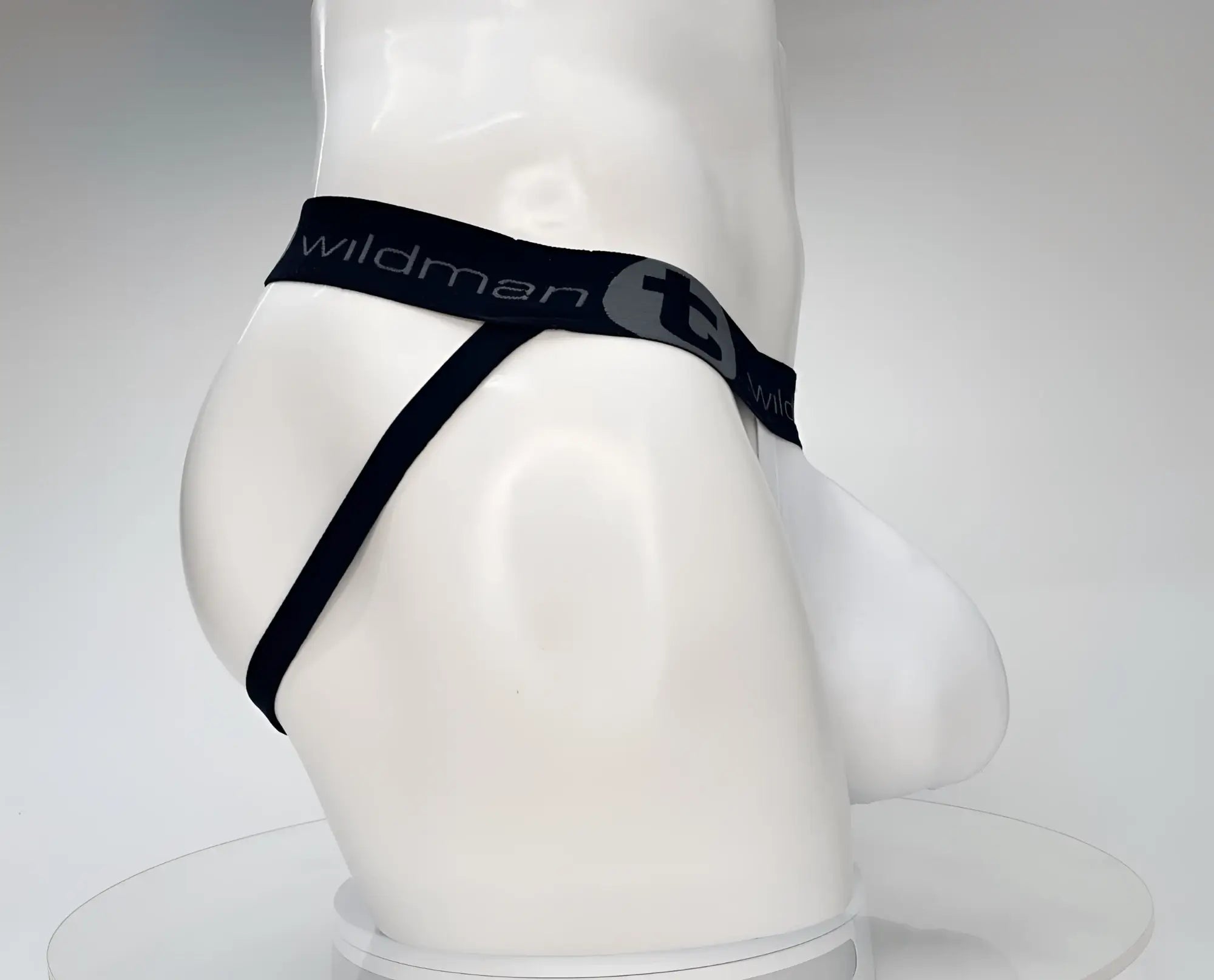 WildmanT cotton monster cock jockstrap white with sleek minimalist design and elastic waistband by black wildman brand