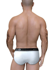 Wildmant duo big boy pouch brief black mesh white briefs with black elastic wildman waistband for comfort and support