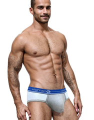 Wildmant duo big boy pouch brief blue gray athletic briefs with blue waistband featuring wildman logo