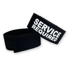 Black fabric wrist strap with service required text for wildmant fetish max cock ring accessory