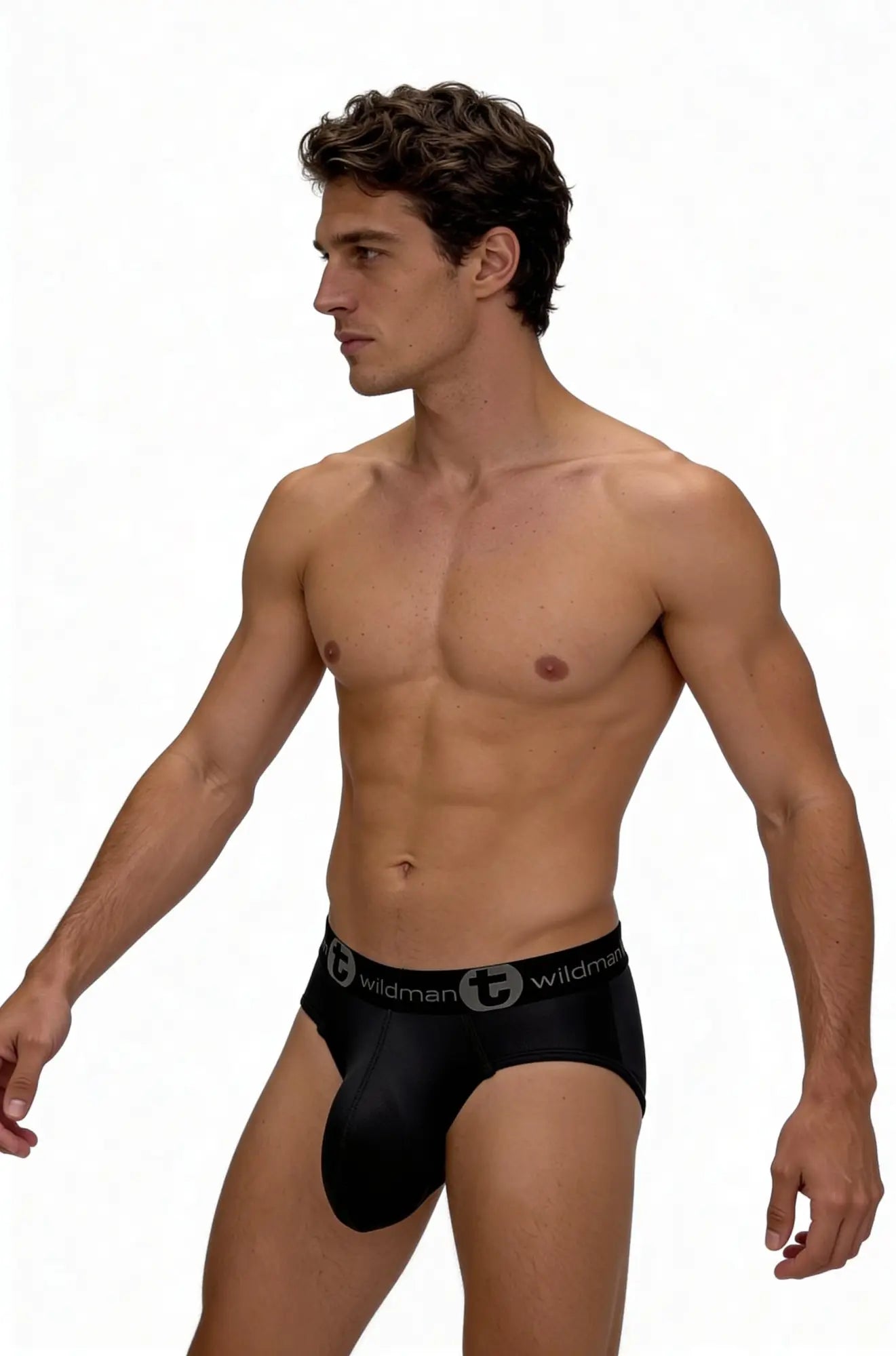 Black wildman mens briefs with sleek mesh design and subtle logo band wildmant mesh monster cock brief black