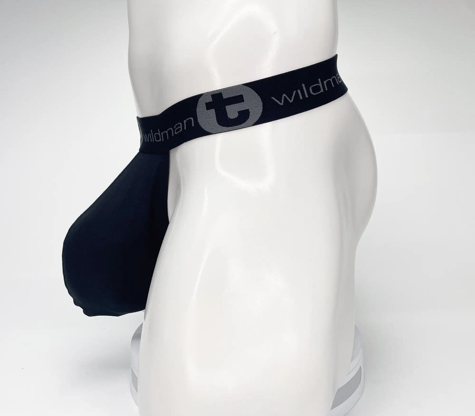 Black wildman brand wildmant mesh monster cock strapless pouch jockstrap with contoured design and elastic waistband