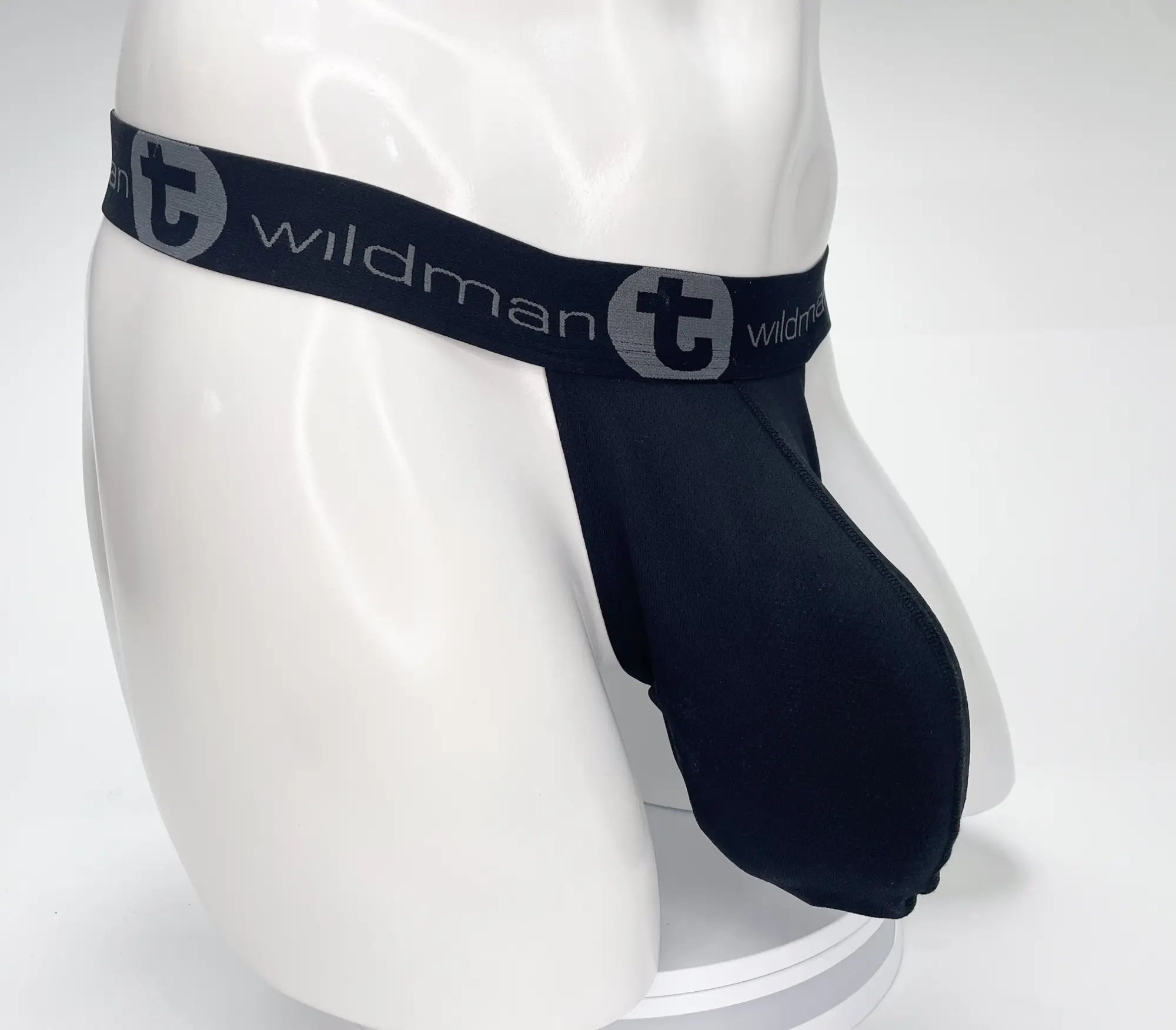 WildmanT mesh monster cock strapless pouch black men’s briefs with snug fit and elastic waistband featuring logo