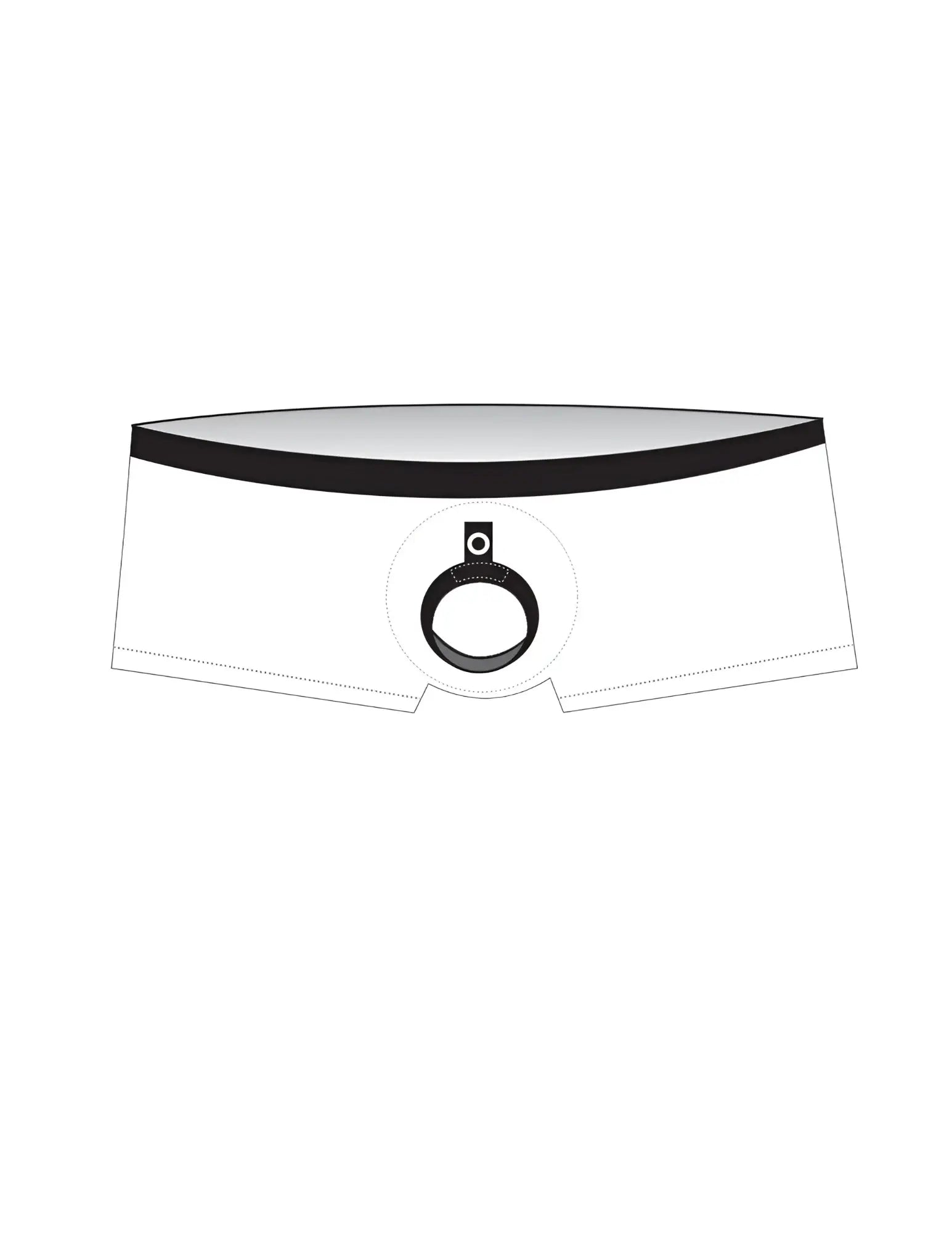 White briefs with black waistband and central circular ring detail wildmant midcut sport swim red ball lifter cock ring