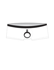 White briefs with black waistband and central circular ring detail wildmant midcut sport swim red ball lifter cock ring