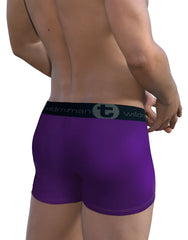 Purple wildmanT modal big boy pouch boxer briefs with 5 inch inseam and black waistband featuring wildman logo