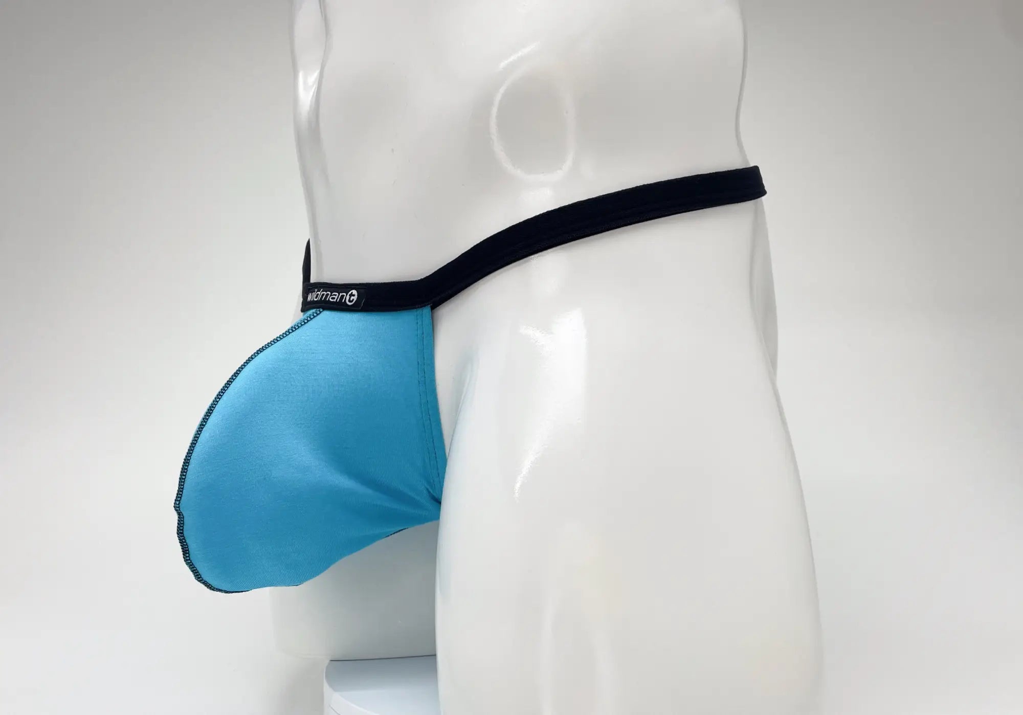 Wildmant modal micro thong big boy pouch in baby blue featuring supportive contoured design for men