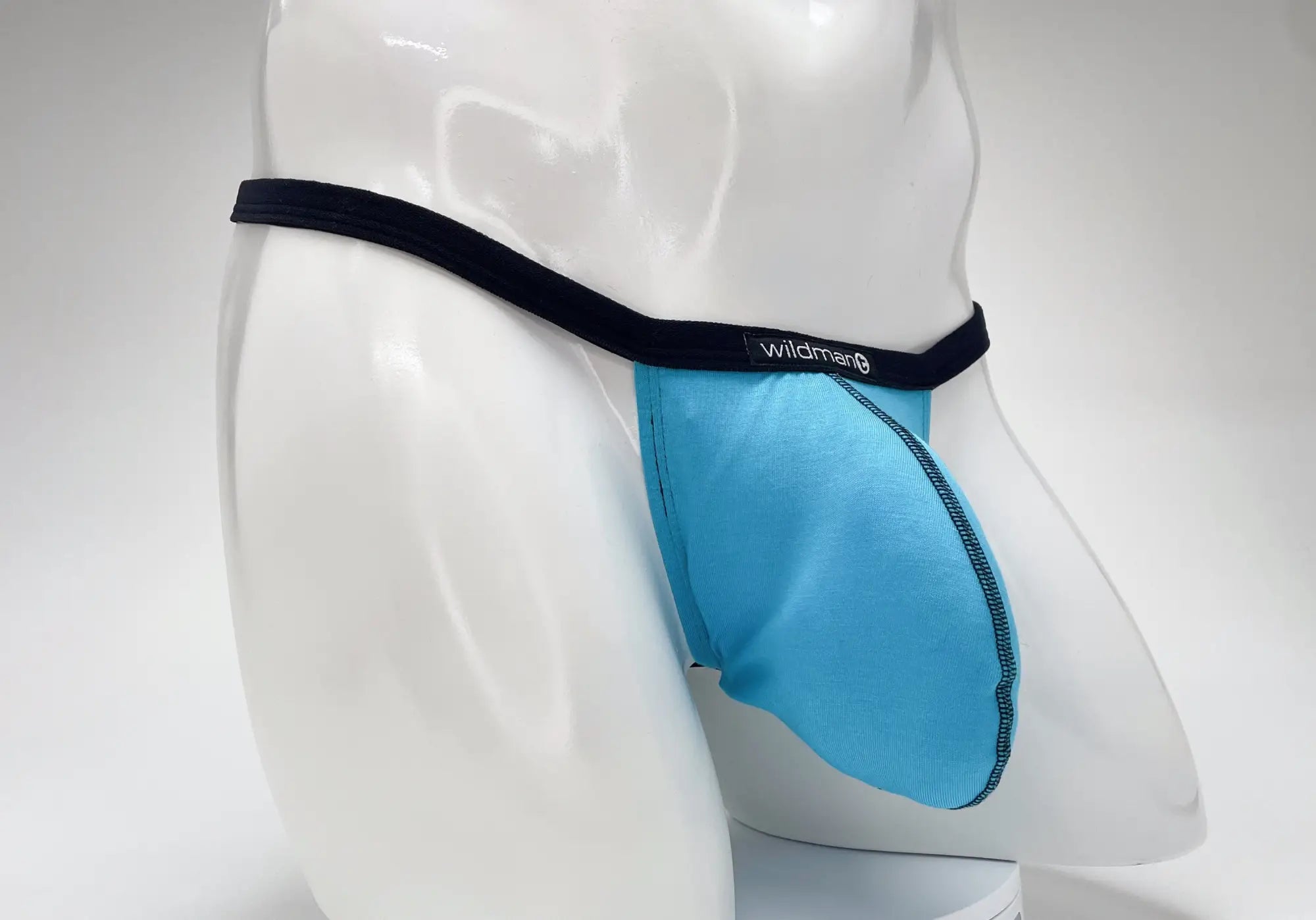 Wildman blue briefs with black elastic waistband made of modal micro fabric featuring big boy pouch design