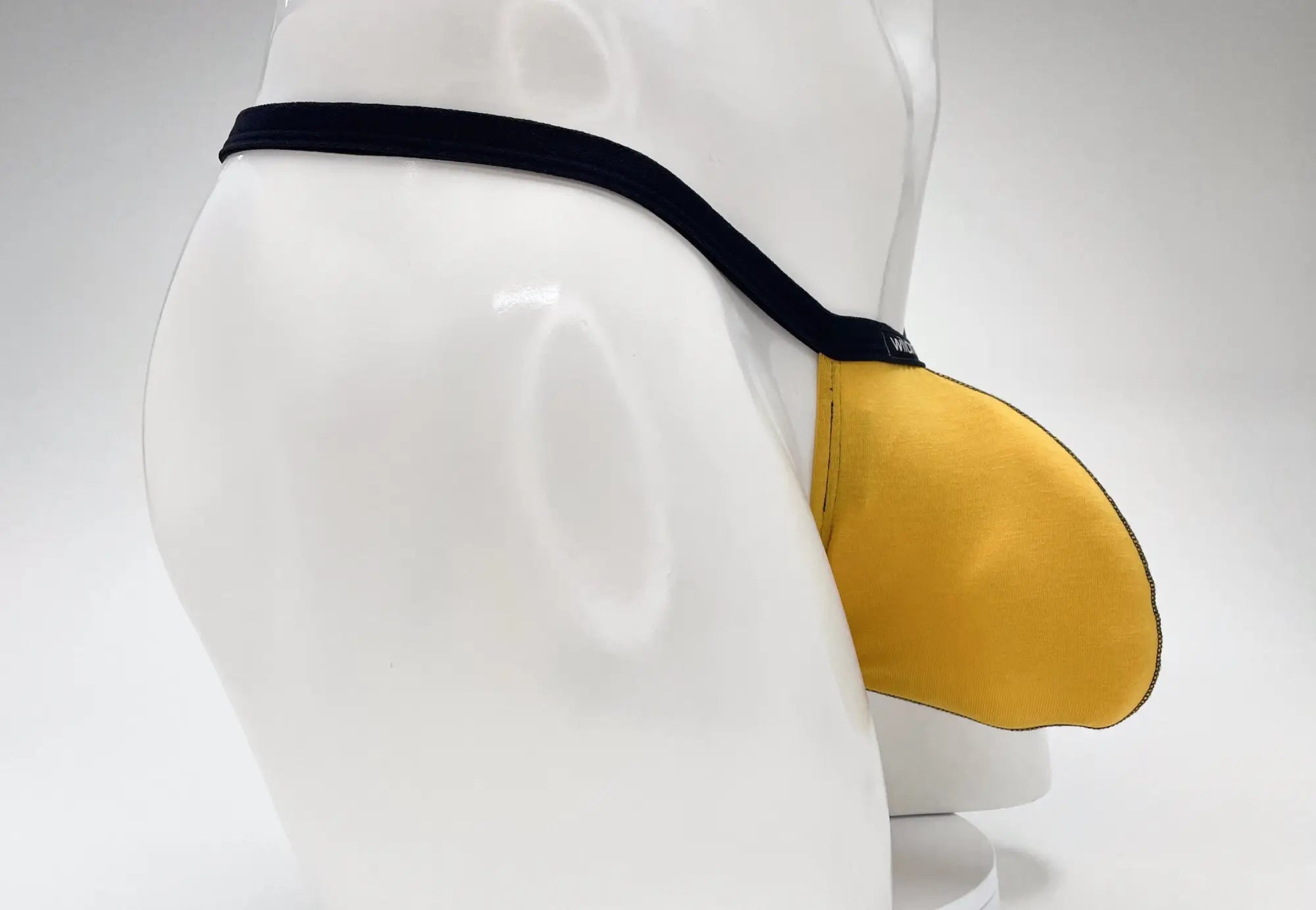 Yellow fabric jockstrap with black elastic waistband from wildmant modal micro thong big boy pouch gold collection