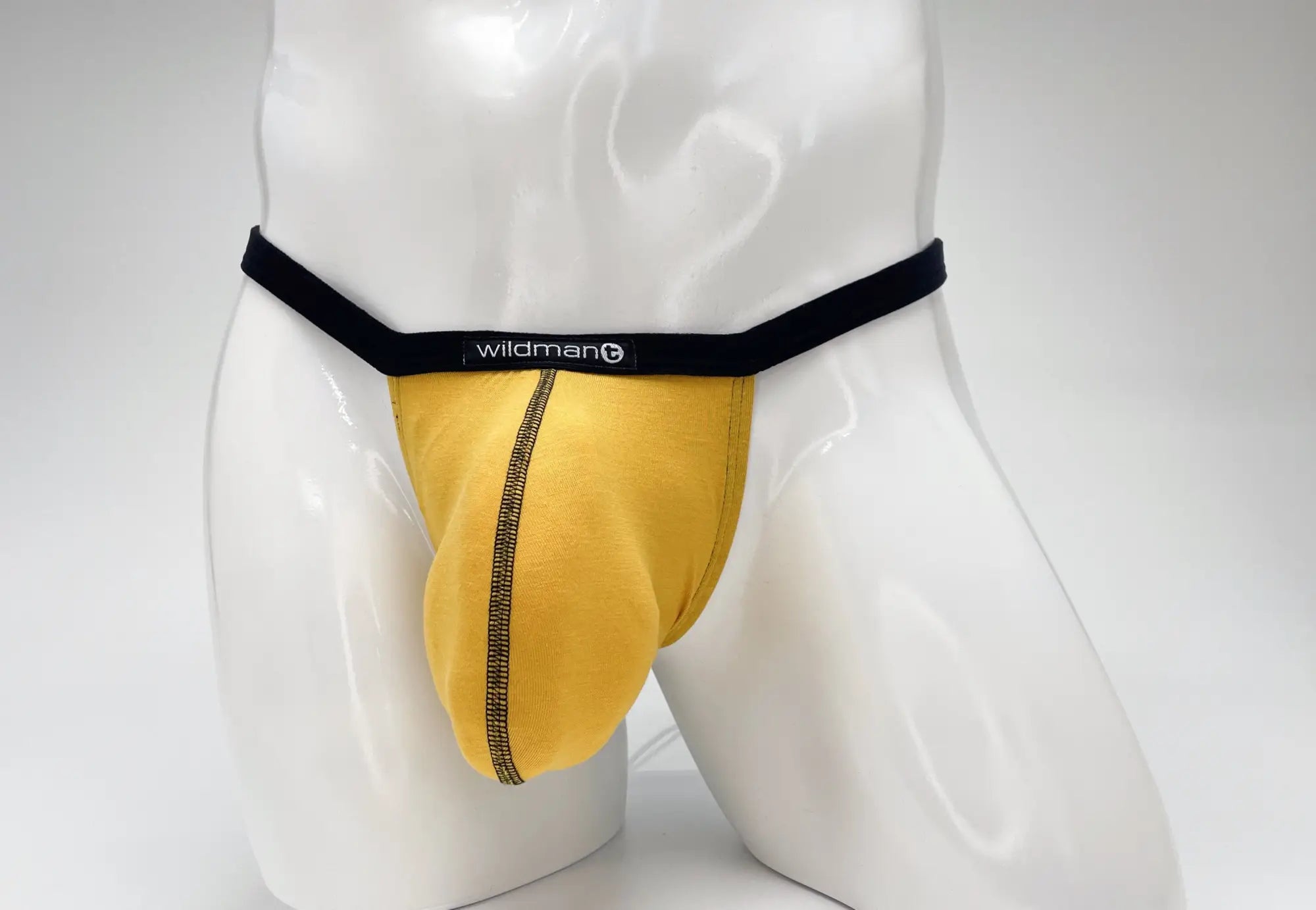 Yellow wildman briefs with black waistband and central zipper detail made of modal for big boy pouch gold design