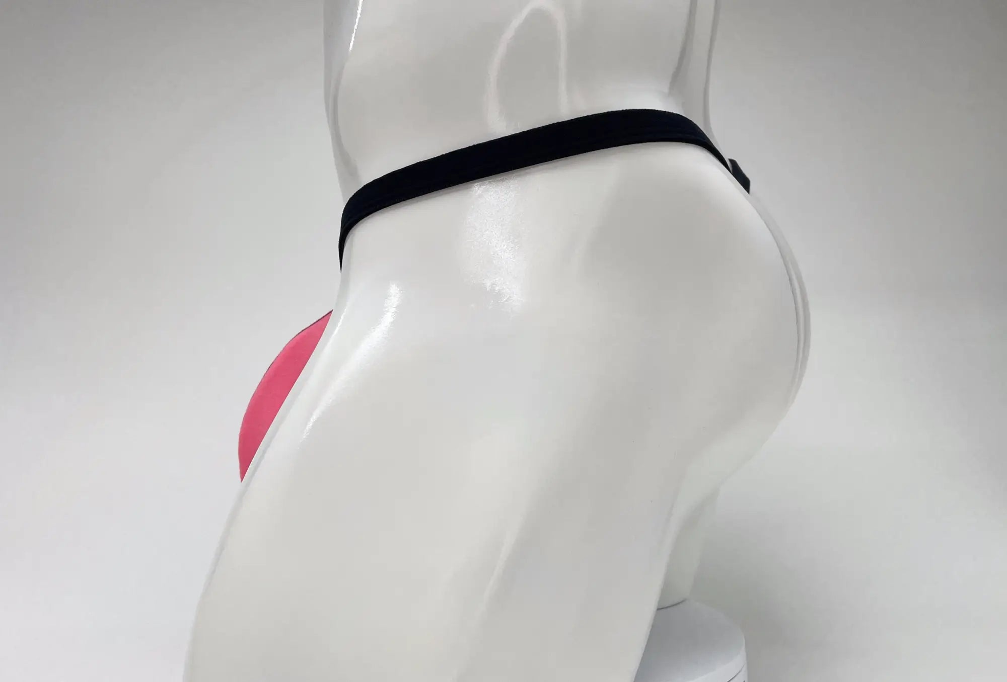 Black elastic waistband with pink silicone insert on wildmant modal micro thong big boy pouch pink product
