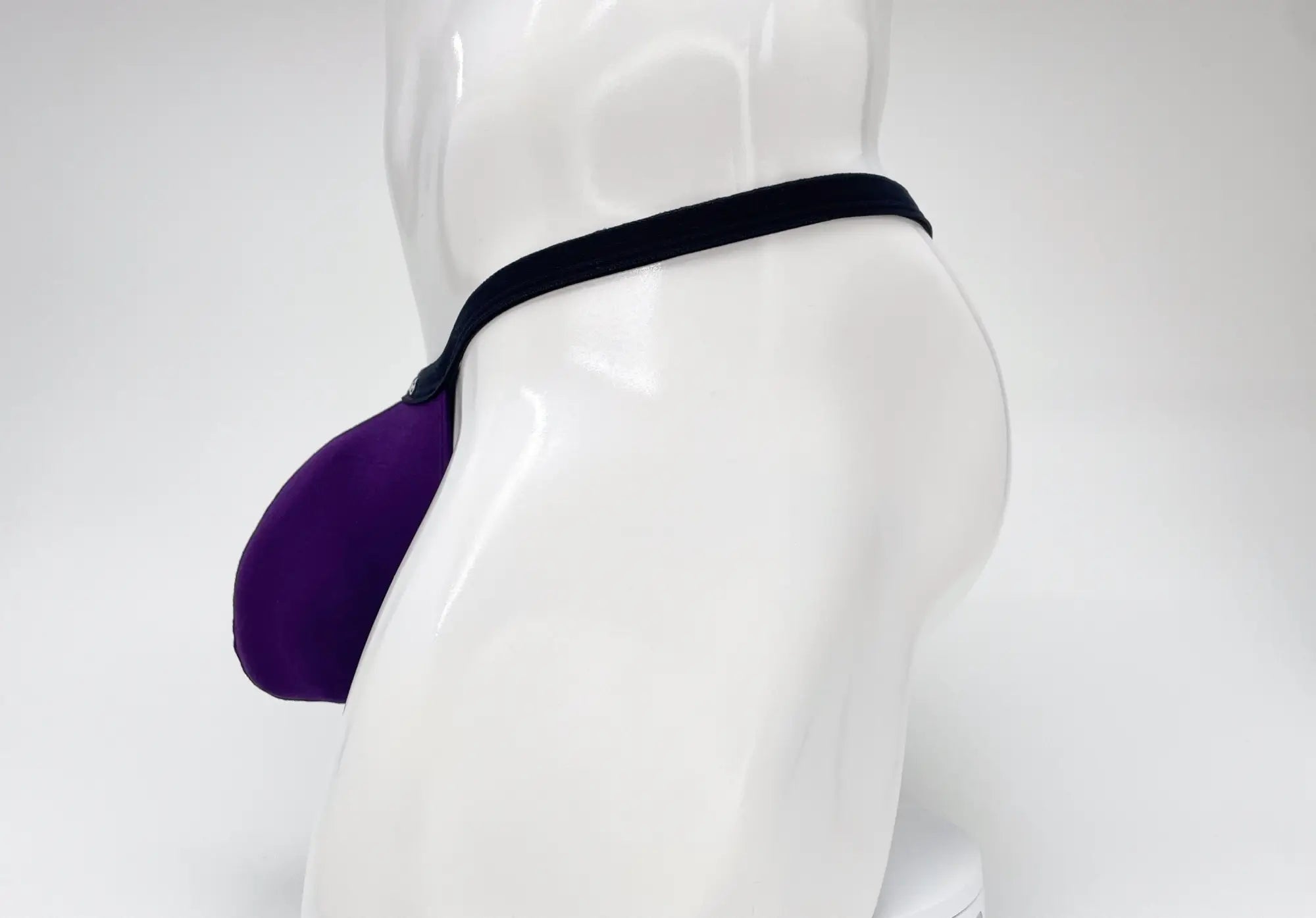Purple wildmant modal micro thong big boy pouch with silicone and black elastic waistband for men