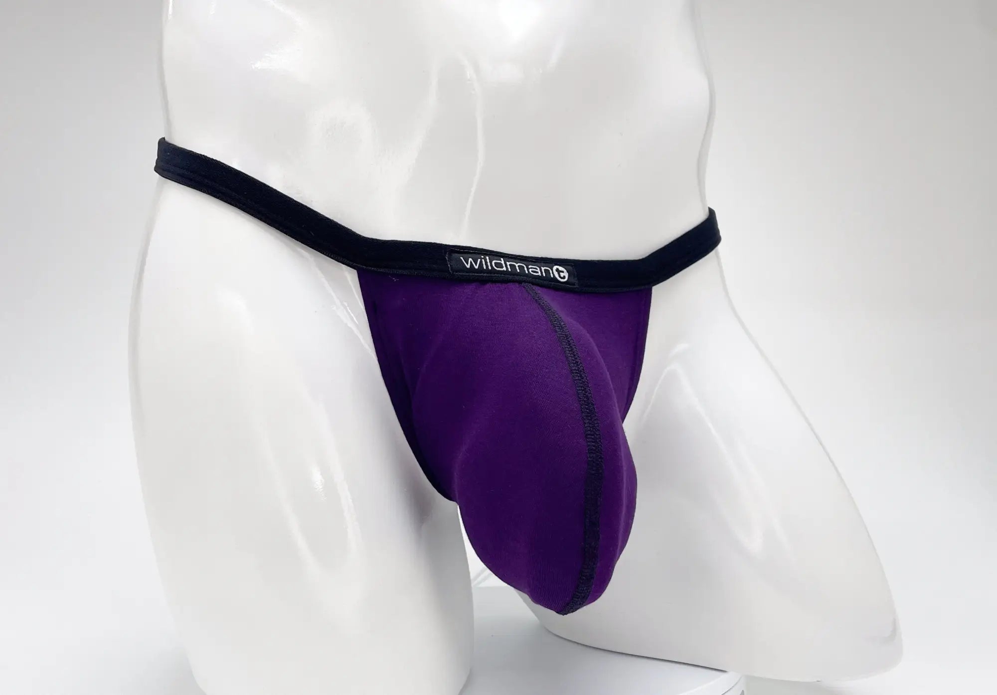 WildmanT modal micro thong big boy pouch briefs in purple with a black elastic waistband