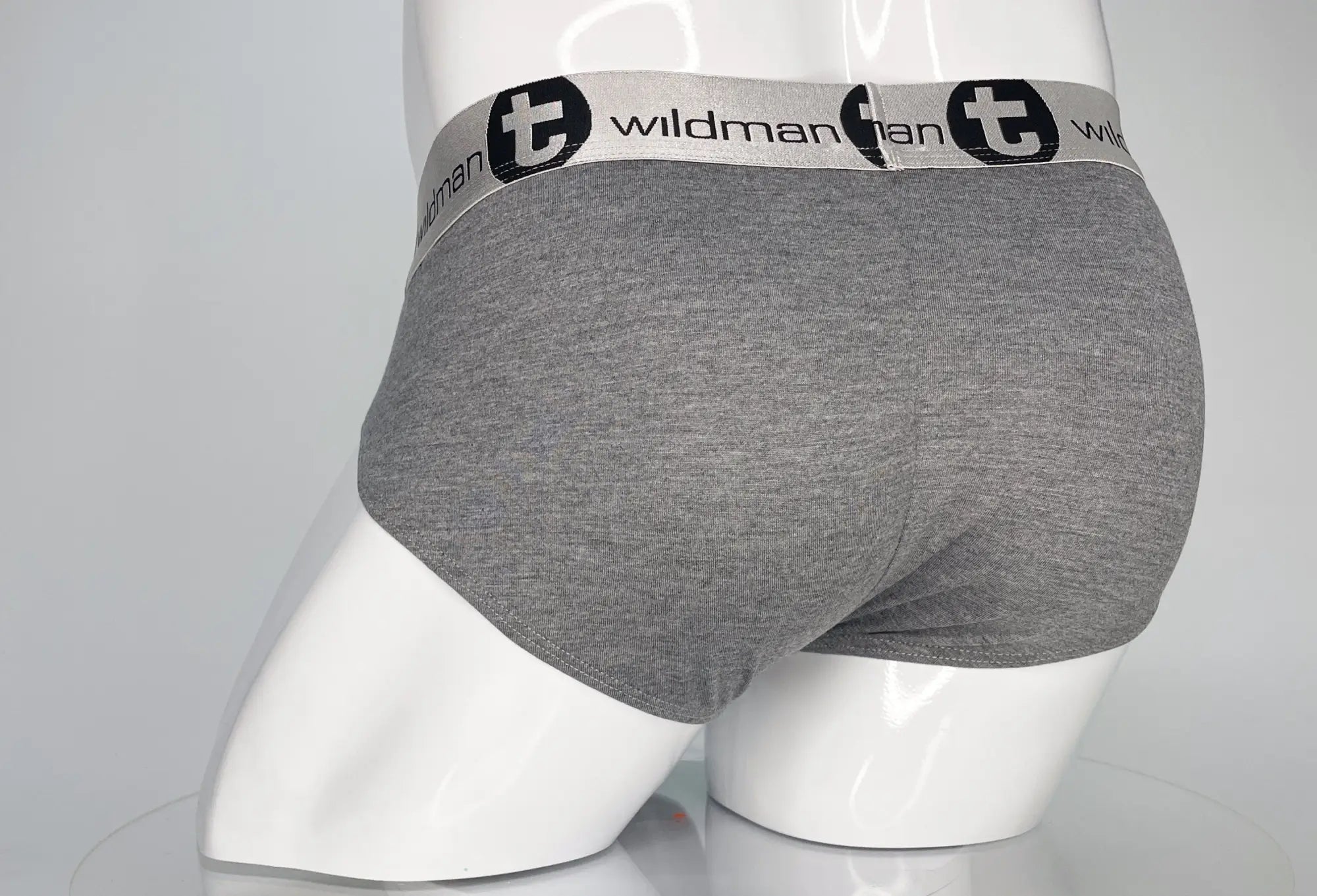 Wildmant modal monster cock brief gray heathered with branded elastic waistband and black circular t emblem
