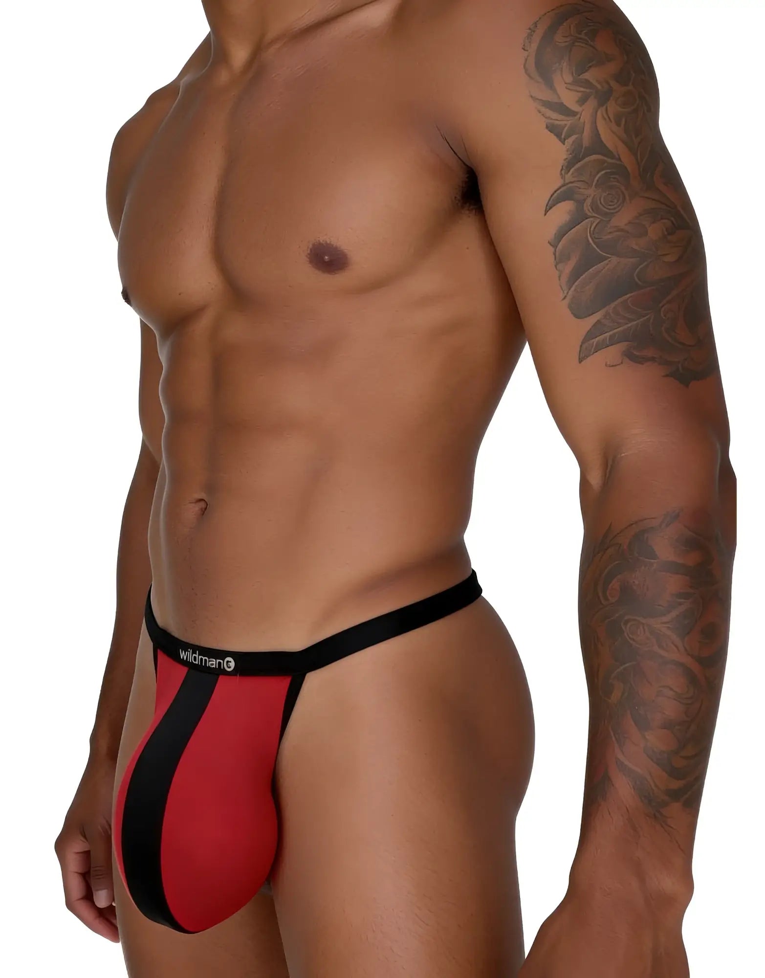 Wildman monster cock mesh black and red thong with sleek form-fitting design in wildman brand colors