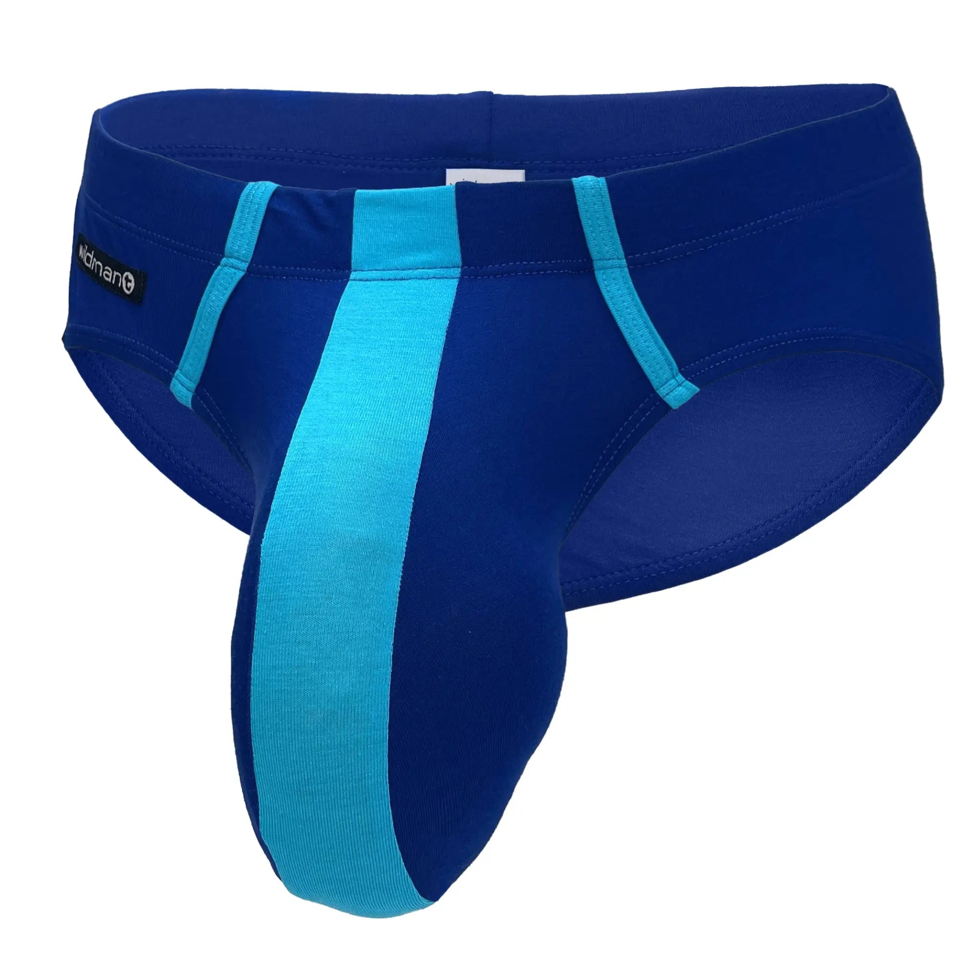 Nighan mens blue and teal striped swim trunks with modal fabric for comfort and style in royal blue and baby blue