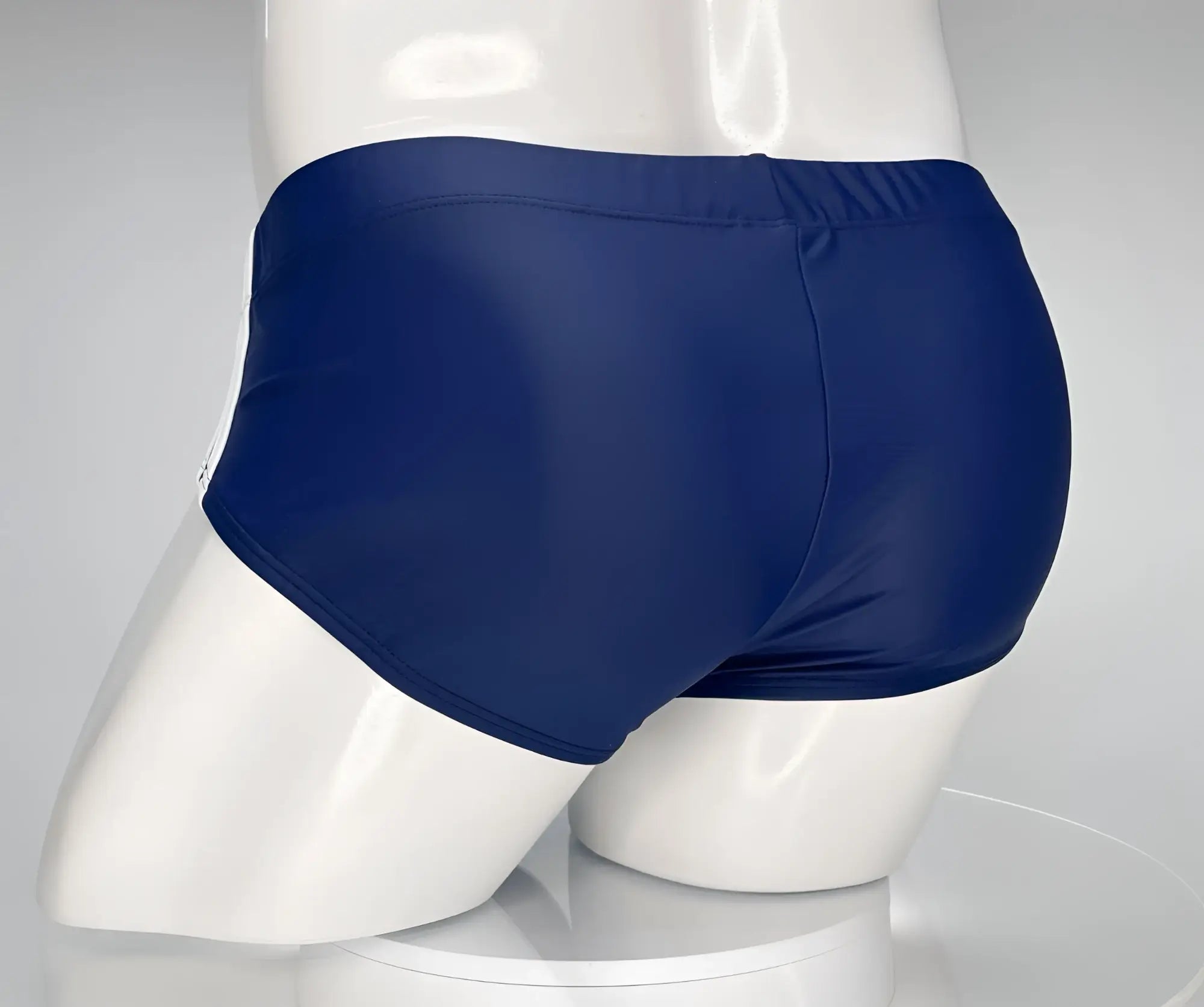 Wildmant monster cock swim brief navy blue swim trunks with smooth stretchy fabric and elastic waistband
