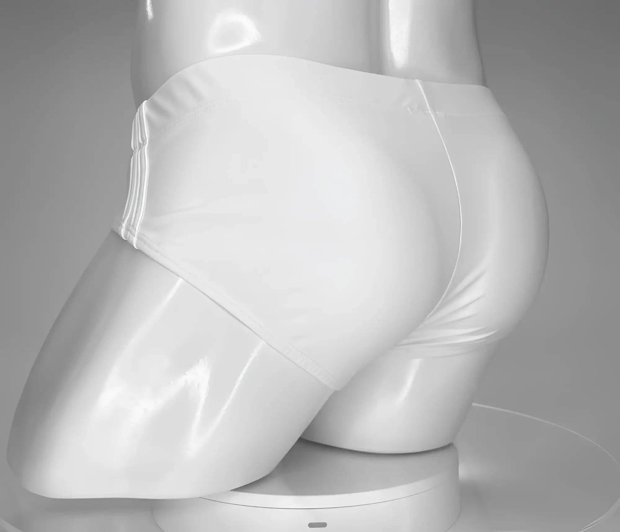 Wildmant monster cock swim brief white glossy latex briefs with sleek form-fitting design for swimwear use