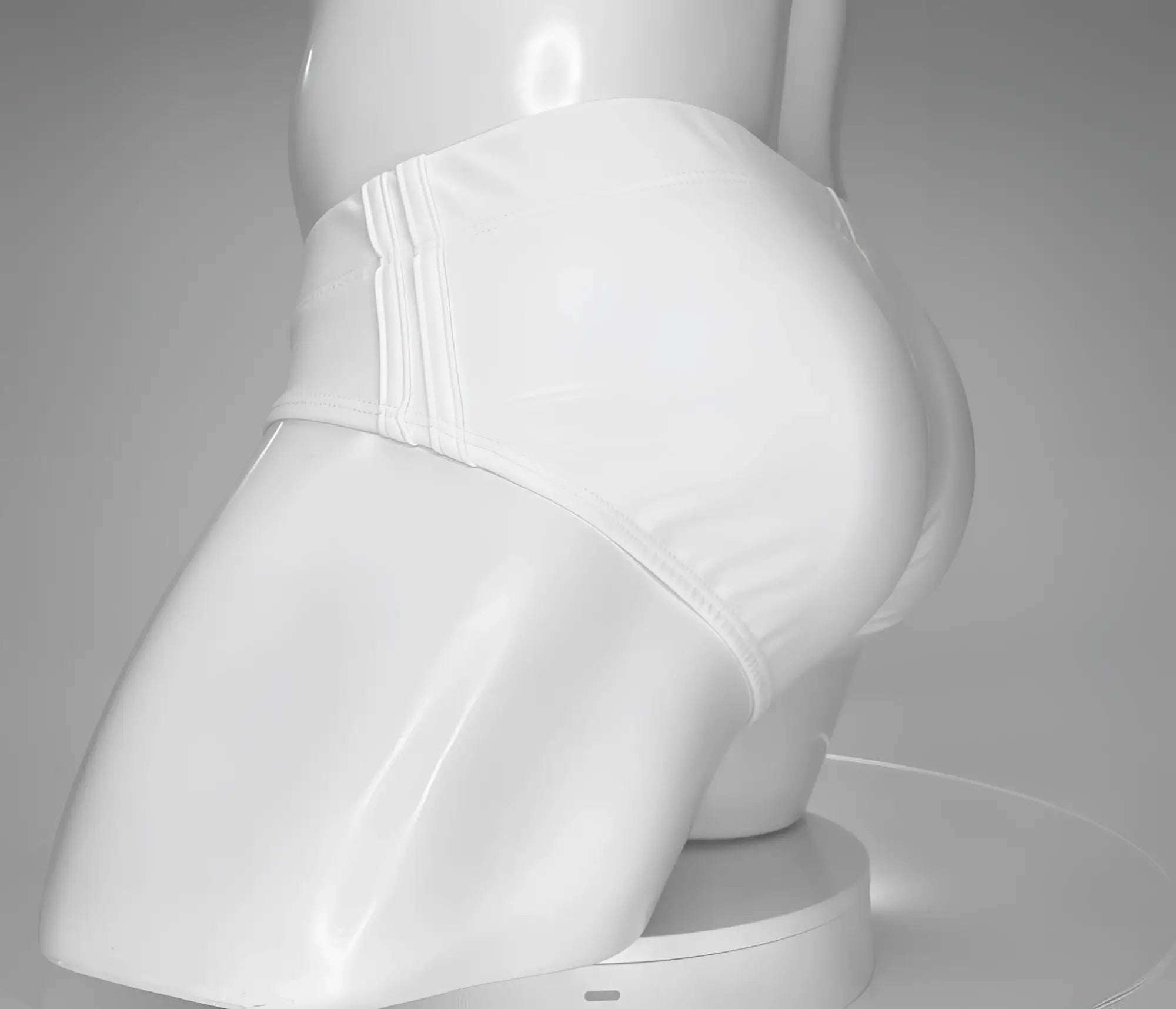 WildmanT monster cock swim brief white high-waisted briefs with smooth form-fitting design and subtle vertical seams
