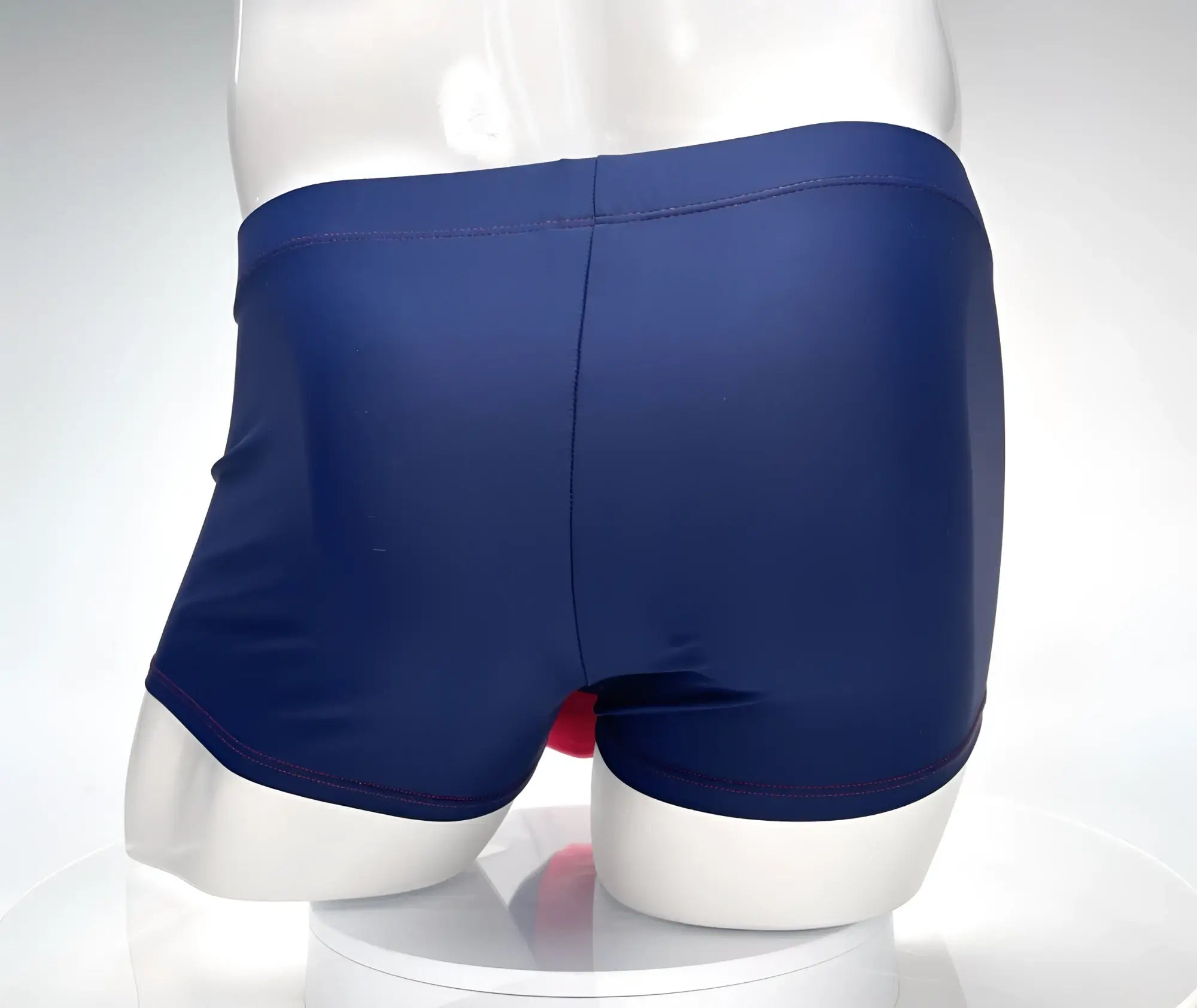 WildmanT Monster Cock swim square cut navy red trunks with smooth stretchy fabric and neatly stitched seams