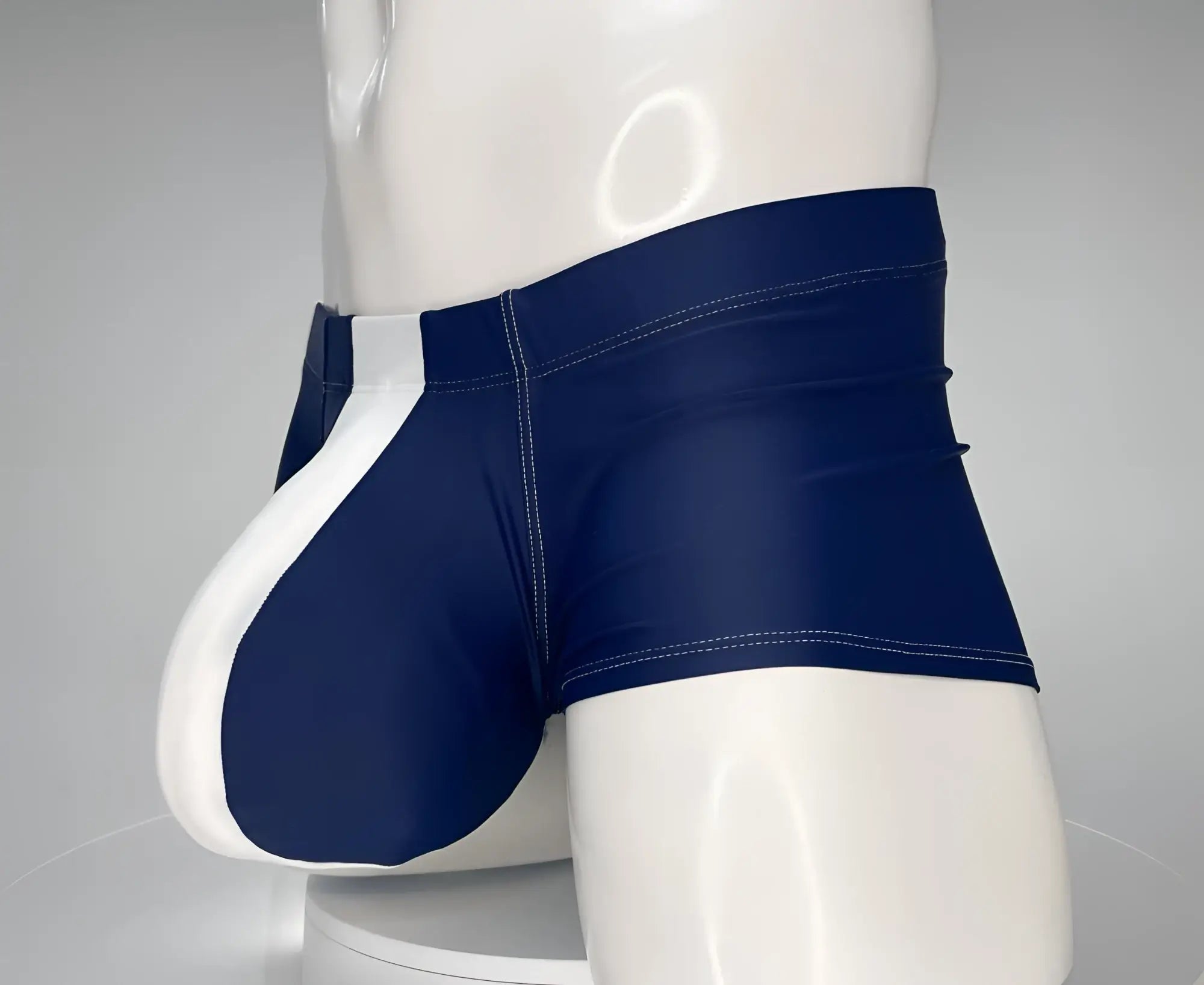 Wildmant monster cock swim square cut navy white swim trunks with sleek form fitting design for swimming and beachwear