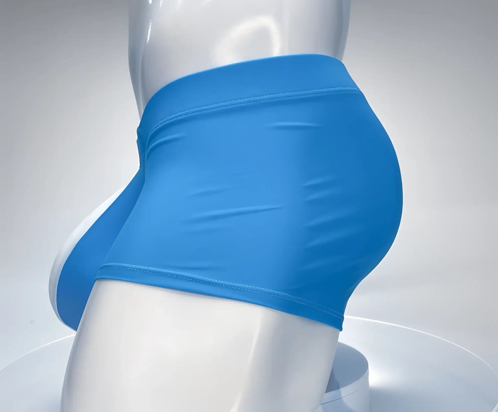 Bright blue wildmant monster cock swim square cut shorts with smooth stretchy fabric and snug waistband