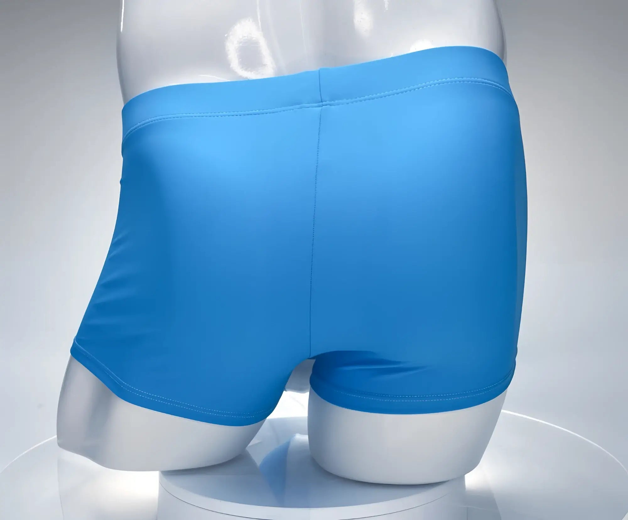 Wildmant monster cock swim square cut bright blue swim trunks with smooth stretchy fabric and clean stitching