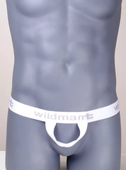 Wildmant the original ball lifter white with white elastic waistband wildmant branding and central loop design for secure fit