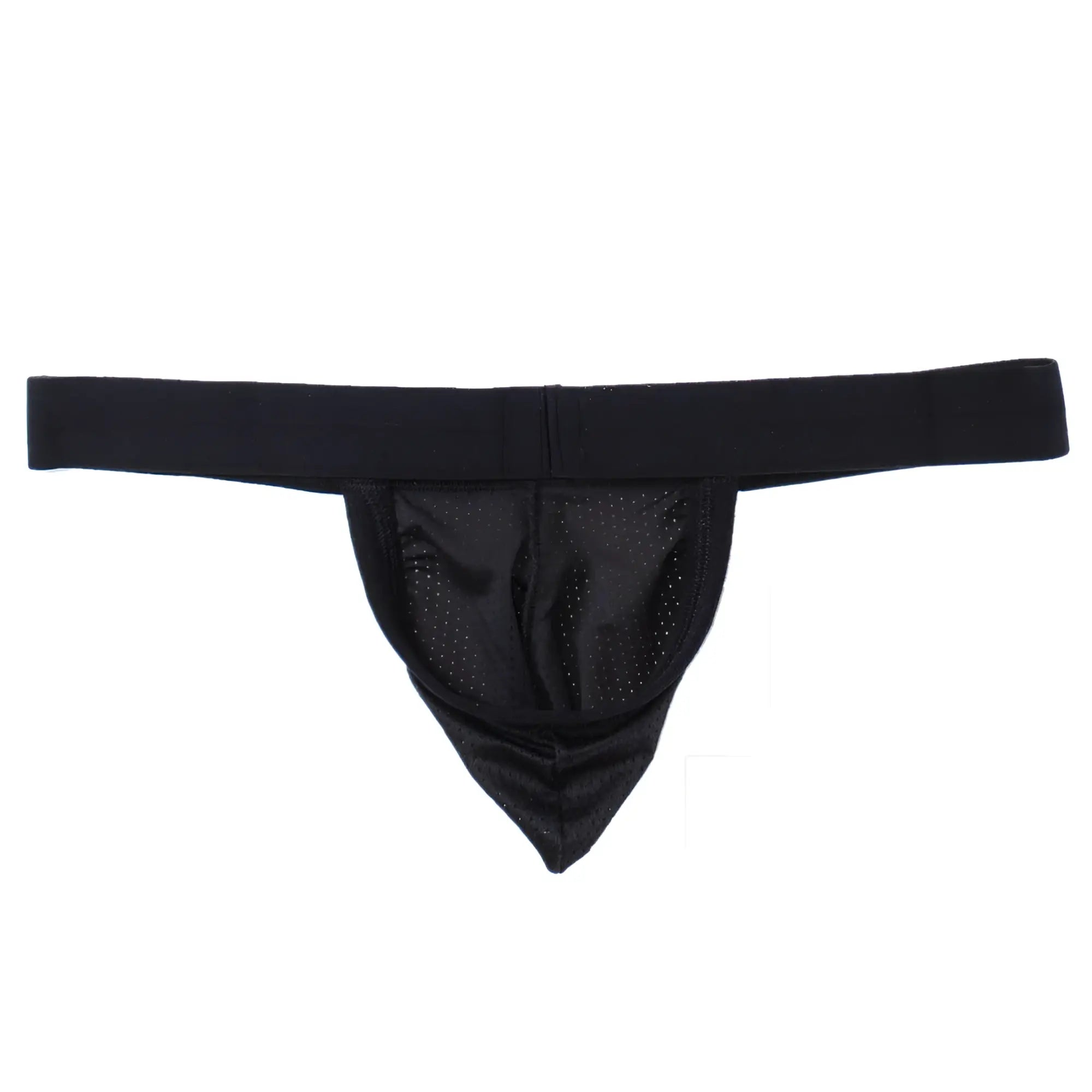 Wildmant raw strapless mesh jock in black featuring a black mesh athletic brief with solid elastic waistband