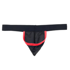 Wildmant raw strapless mesh jock in black with red contrast trim featuring breathable mesh fabric detailing