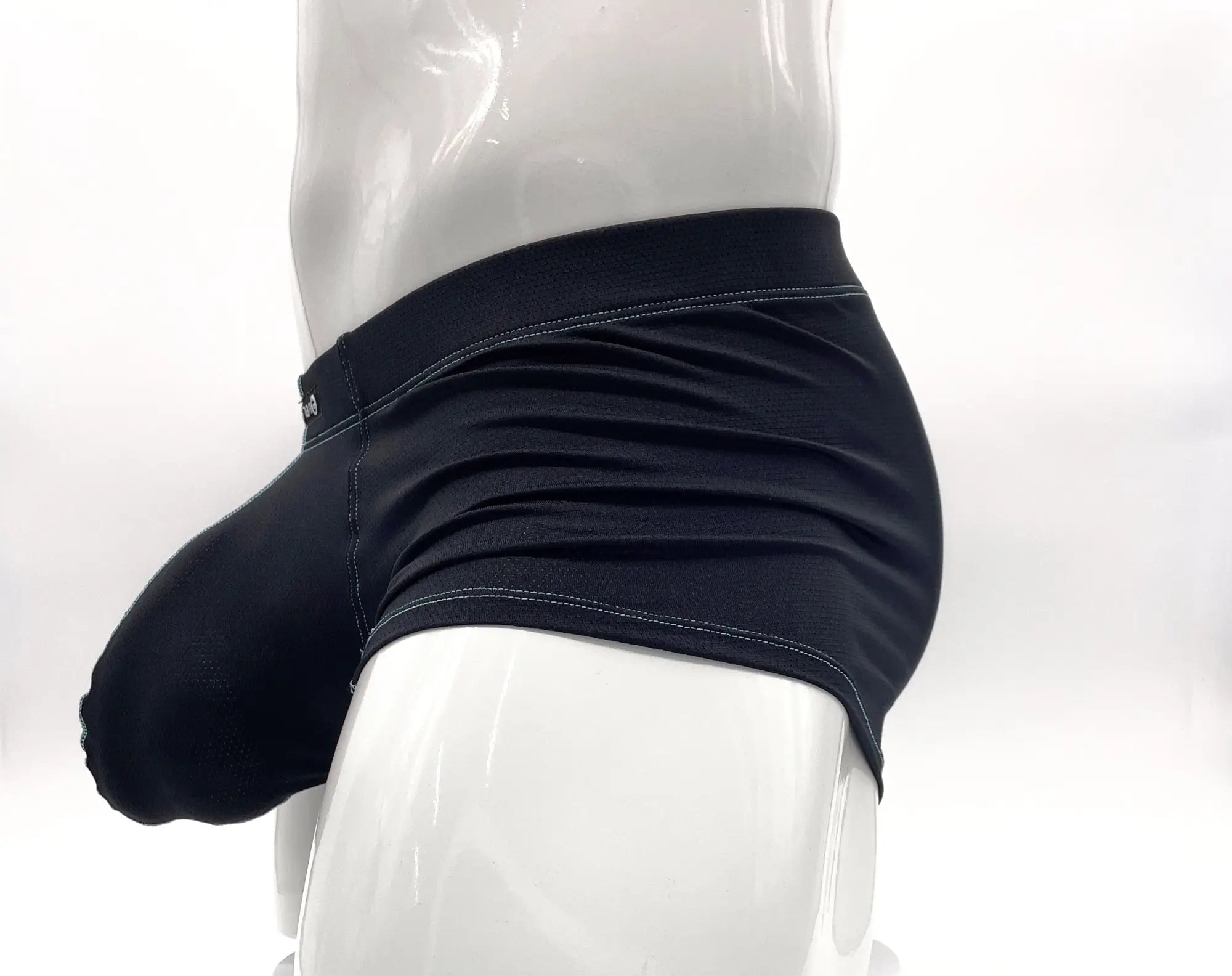 Black WildmanT stitch big boy pouch boxer brief with supportive contoured design and subtle white stitching
