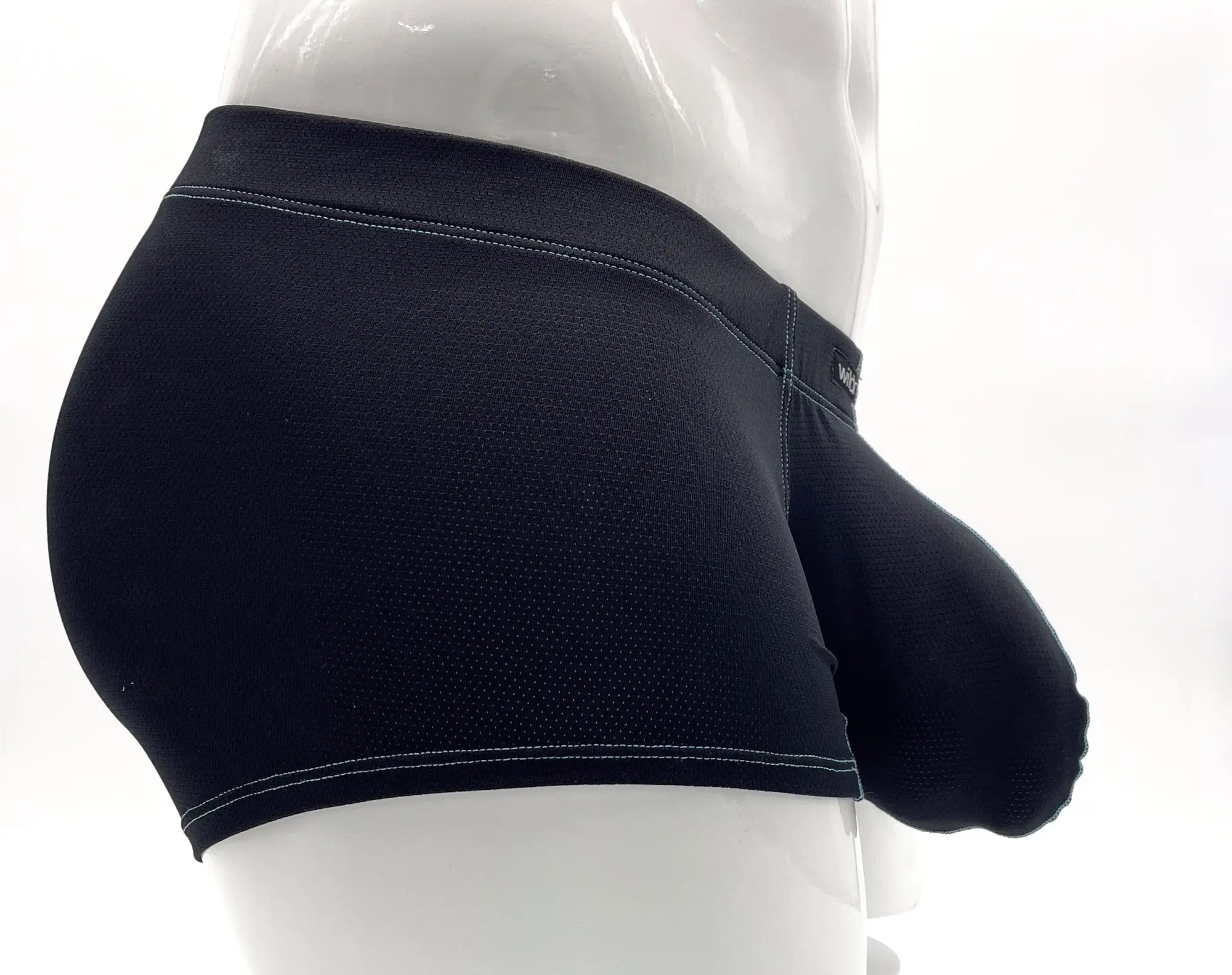 Wildmant stitch big boy pouch boxer brief in blue with textured fabric and white stitching along the waistband