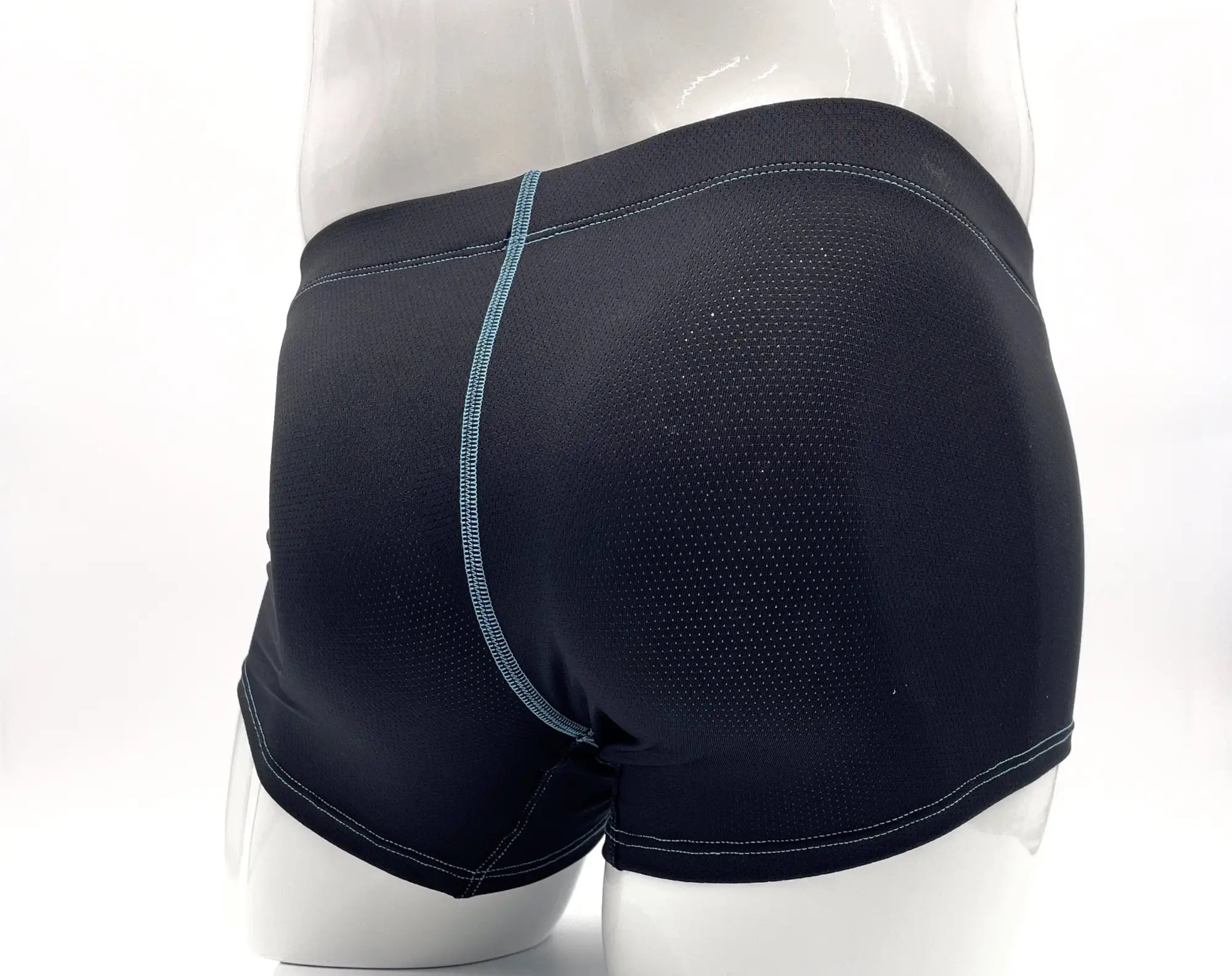 WildmanT stitch big boy pouch boxer brief blue black mesh with light blue stitching and white waistband trim